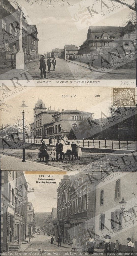 ESCH/ALZETTE : Ensemble de 13 cartes (1 en double) de vues de la ville, de 1910 &hellip;