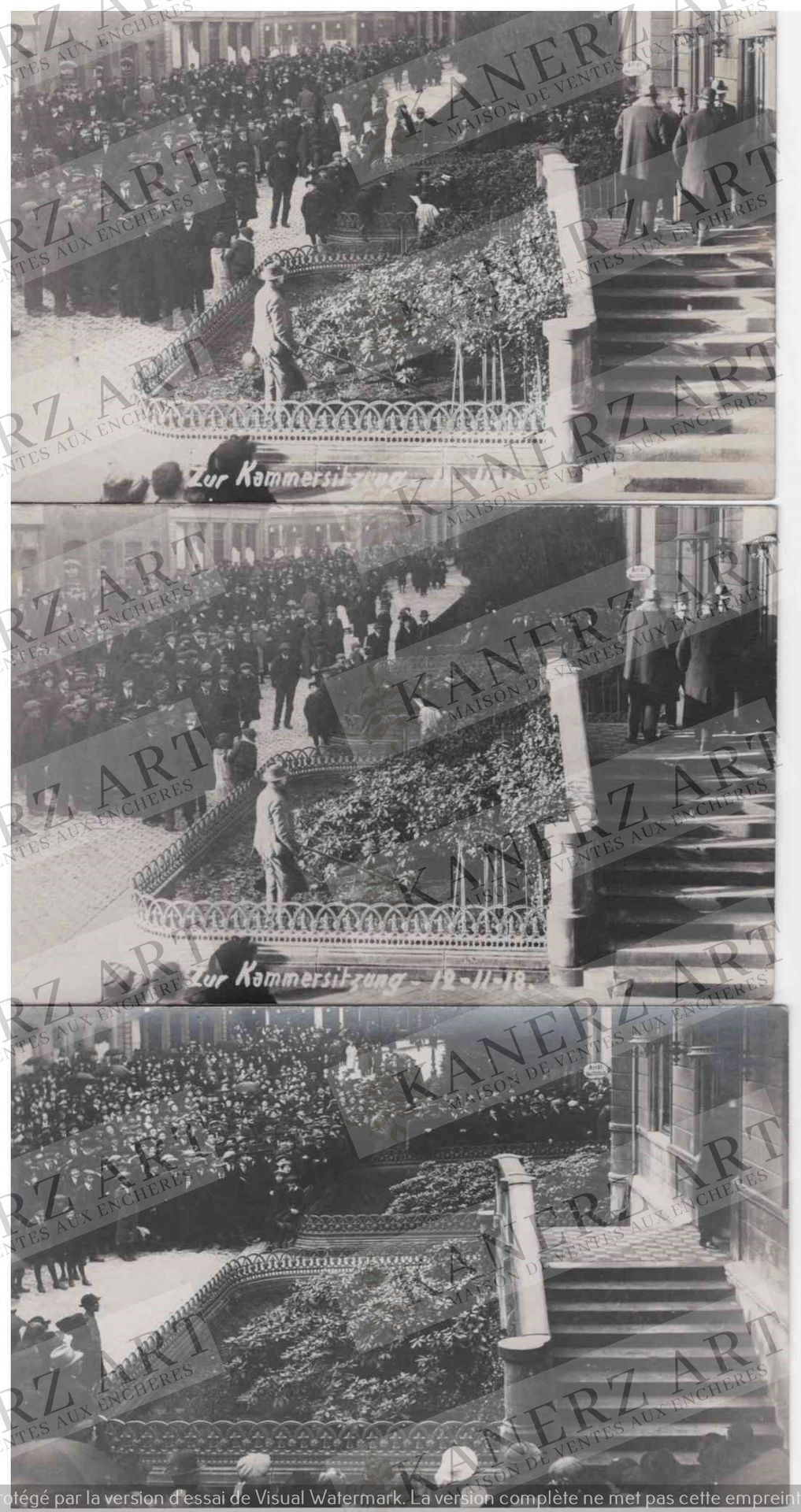 Null (WAR I) 3 Fotokarten von einer Sitzung des Parlaments in Kriegszeiten, 12. &hellip;