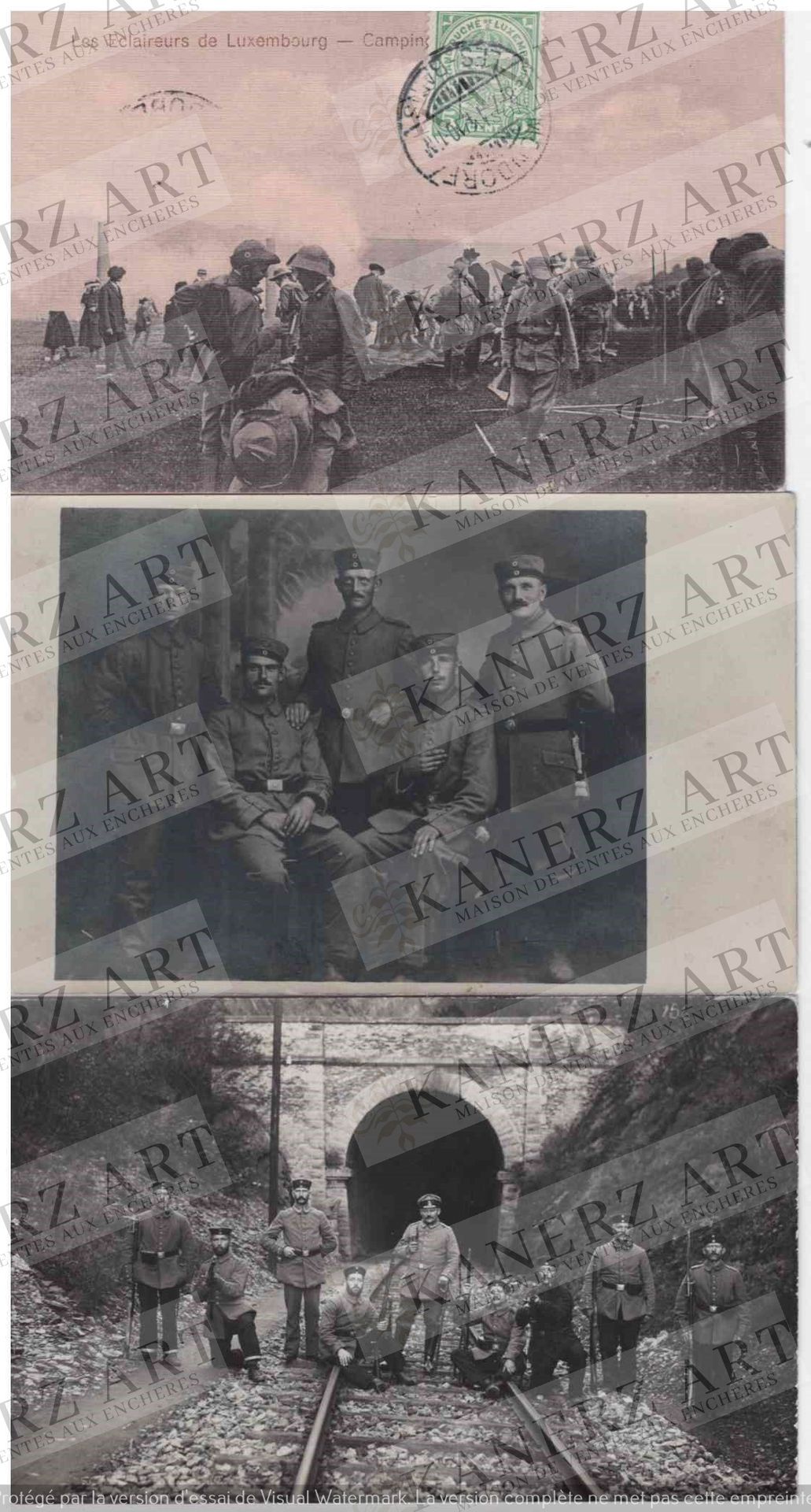 Null (一战）卢森堡士兵：1.卢森堡侦察兵-露营，Aloyse Anen，#O36，约1914年，2.兵营厨房，Schoren，约1913年，3.士兵的照片&hellip;