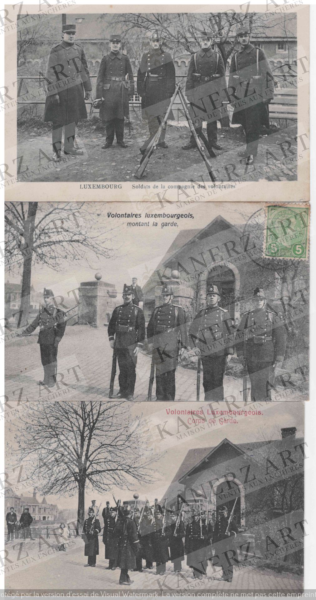 (WAR I) 7 cartes du corps de garde luxembourgeois : 1. Schaack, 2. Bernhoeft, ca&hellip;