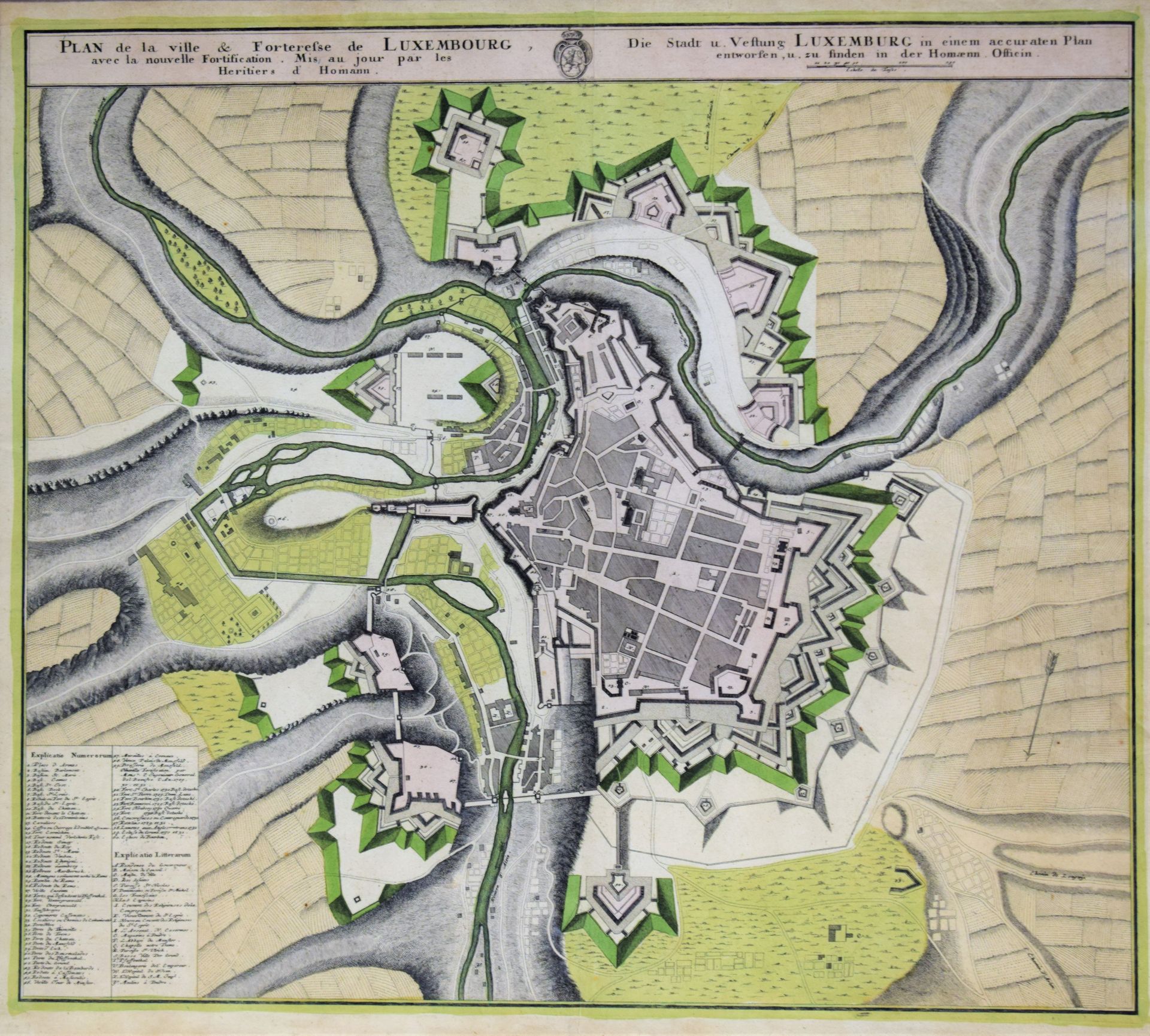 Null (PLAN) Watercolor map of Luxembourg "Plan of the fortress city of Luxembour&hellip;