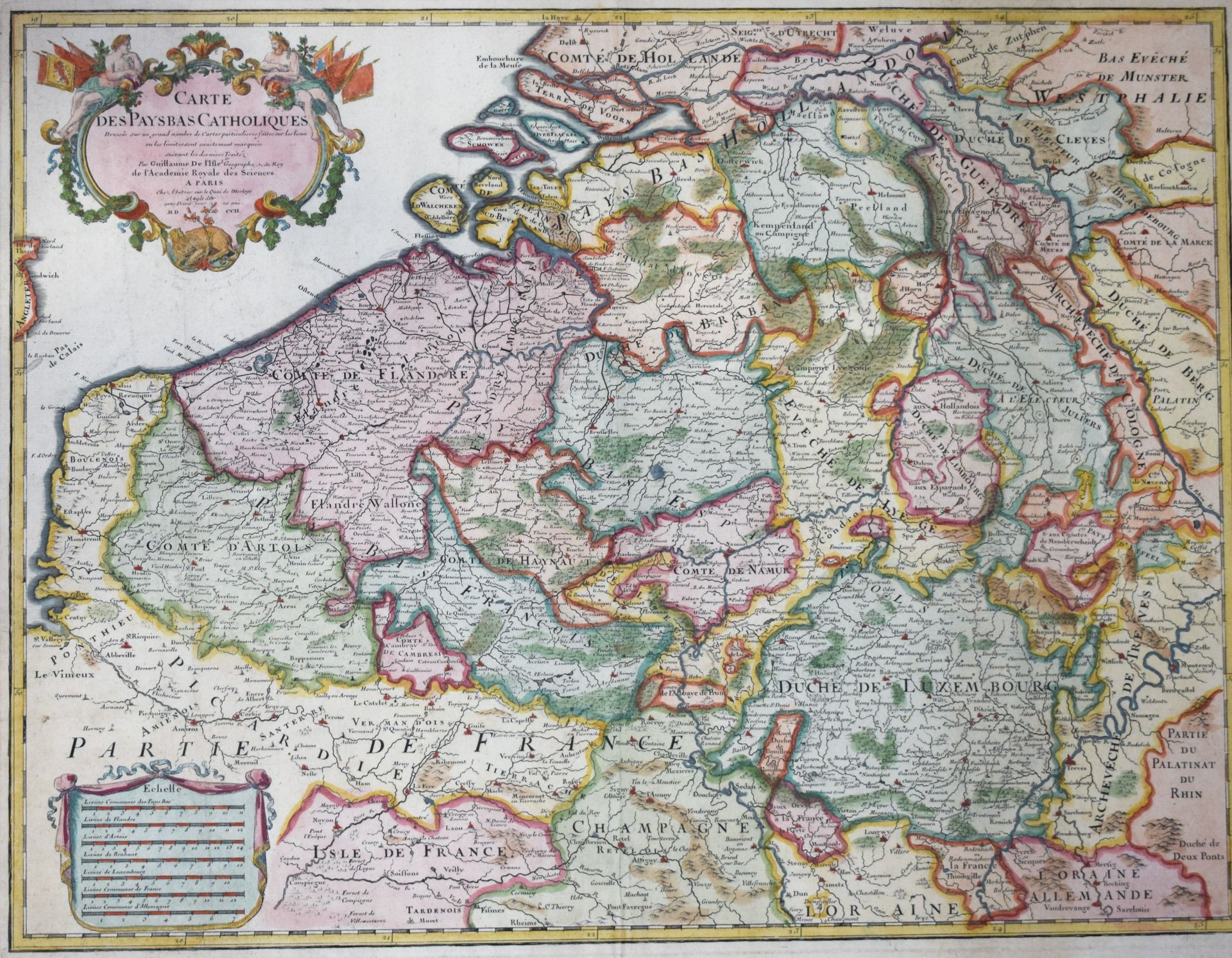 Null (MAP) 古老的水彩地图，来自于 "Carte des Pays Bas Catholiques dressée sur un grand nomb&hellip;