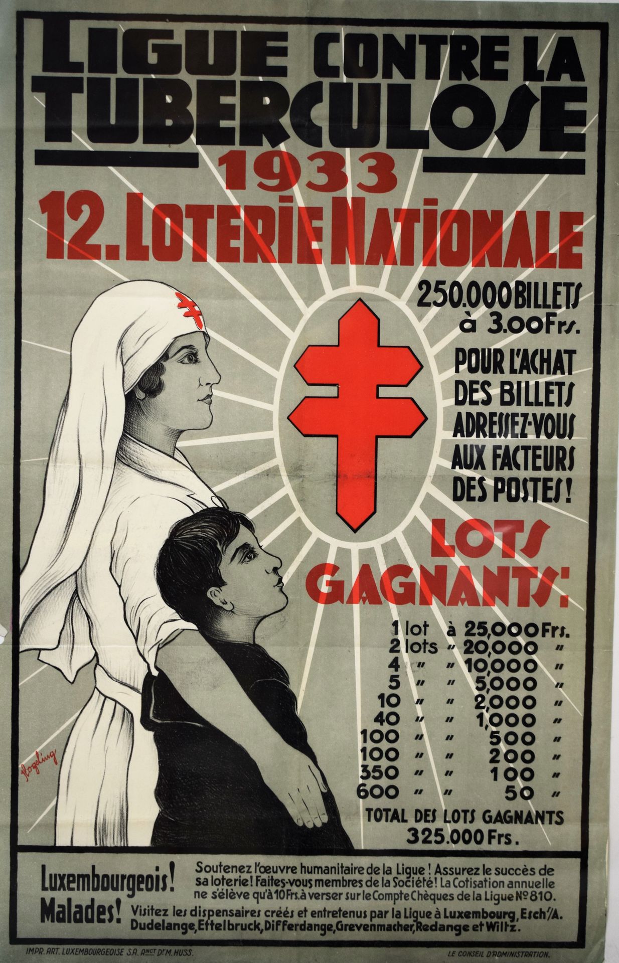 Null (AFFICHE) Rare affiche de la LOTERIE NATIONALE contre la Tuberculose, 1933,&hellip;