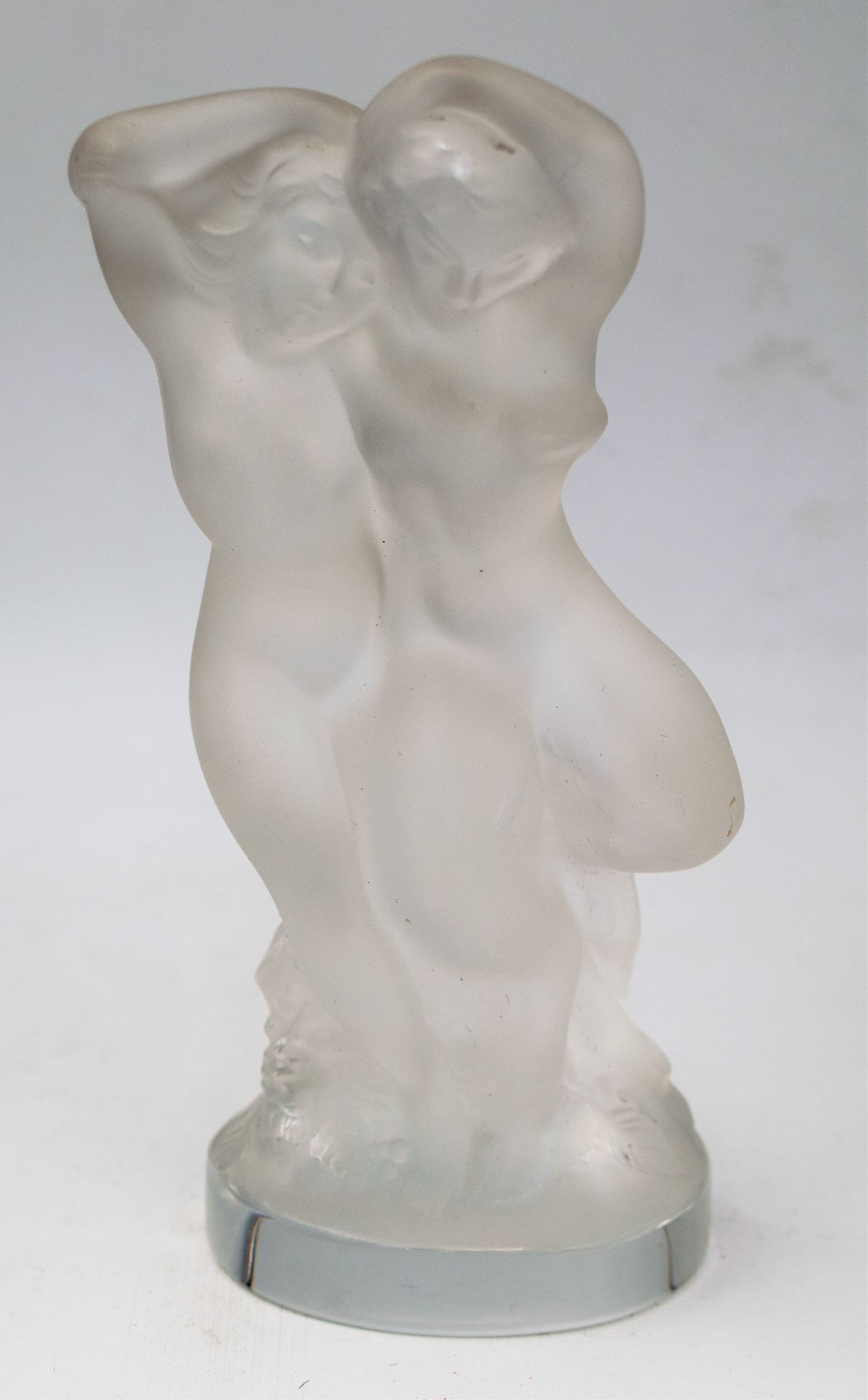 Null LALIQUE, Couple de danseurs "Pan et Diana", groupe en cristal, signé en bor&hellip;