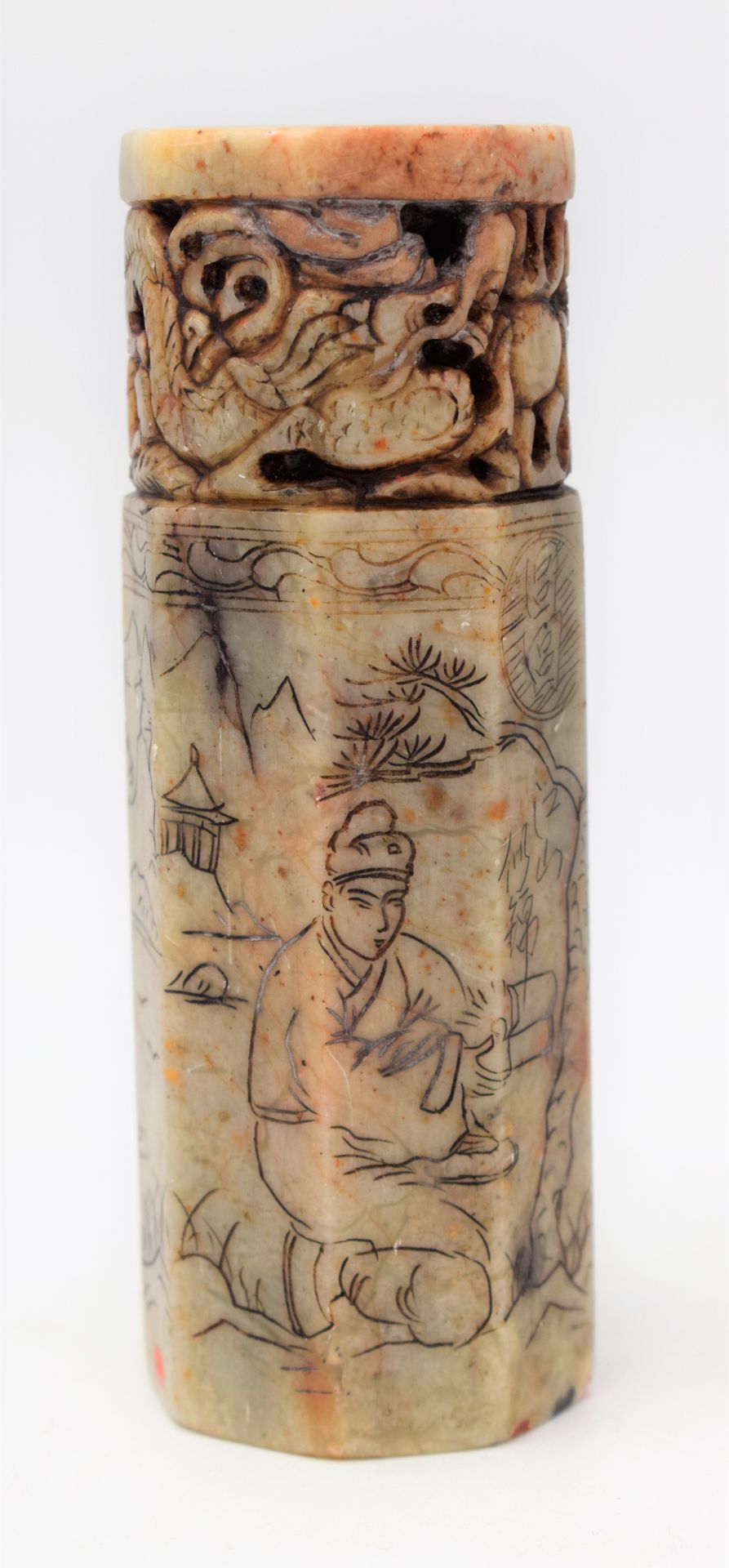 Null (CHINA) Stempel aus Speckstein, China, 20. Jahrhundert, oberer Fries, der z&hellip;