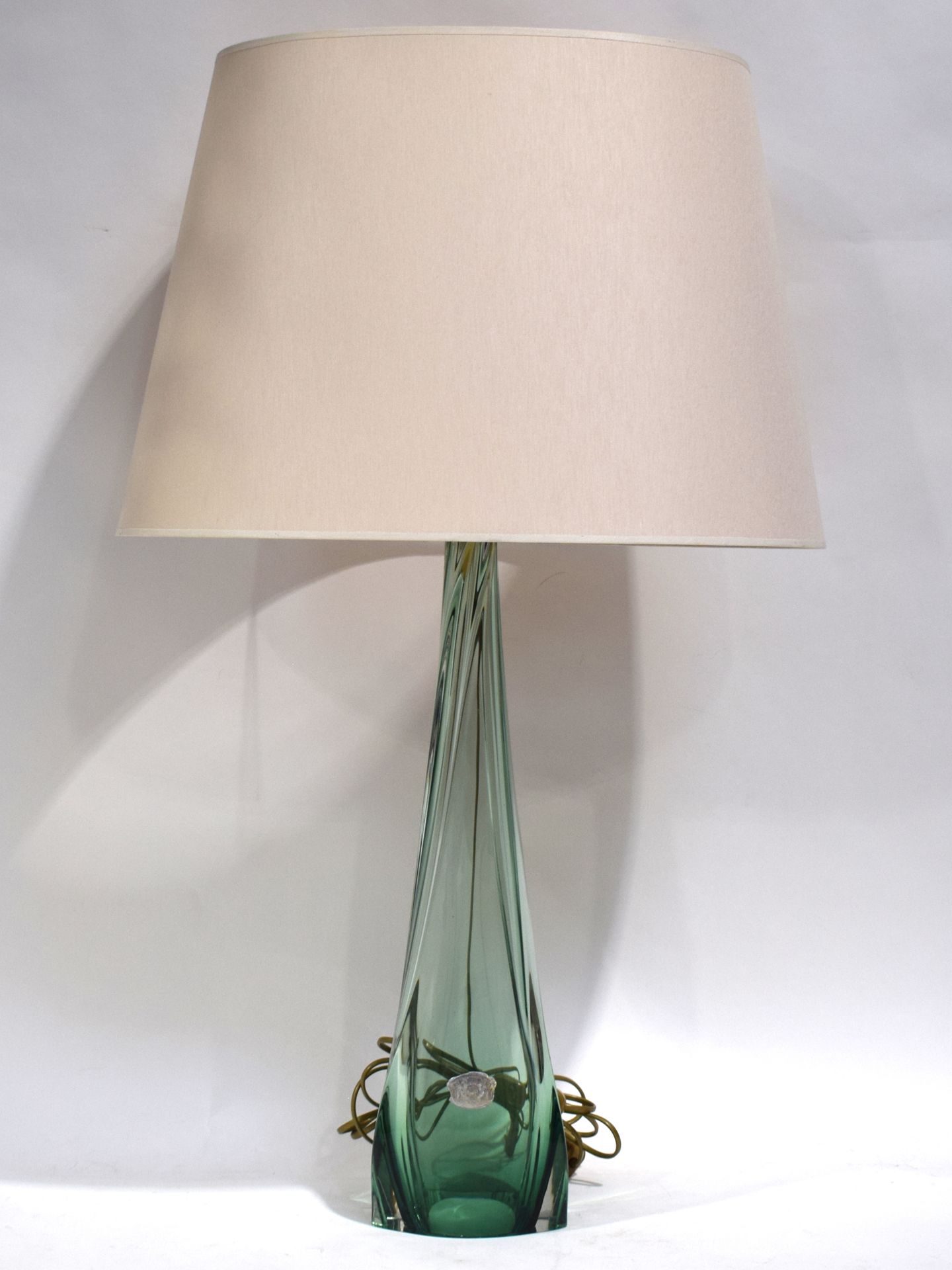 Null VAL SAINT LAMBERT : Lampe aus grünem Kristall, kleiner Einschlag, Höhe: 54 &hellip;