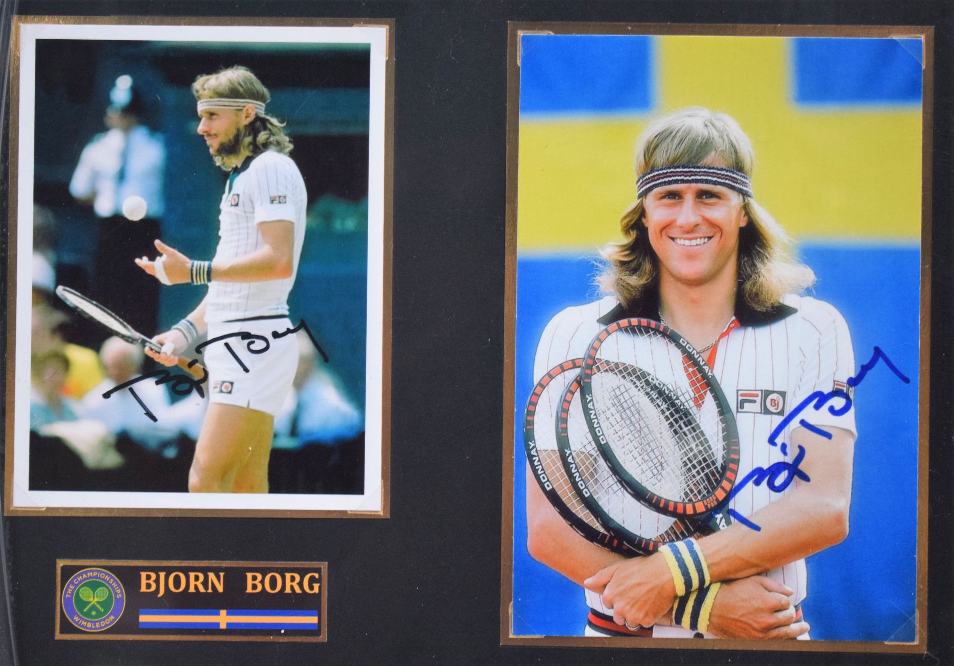Null (SPORT/PHOTOGRAPHY) Bjorn BORG : Two original color photographs signed by B&hellip;