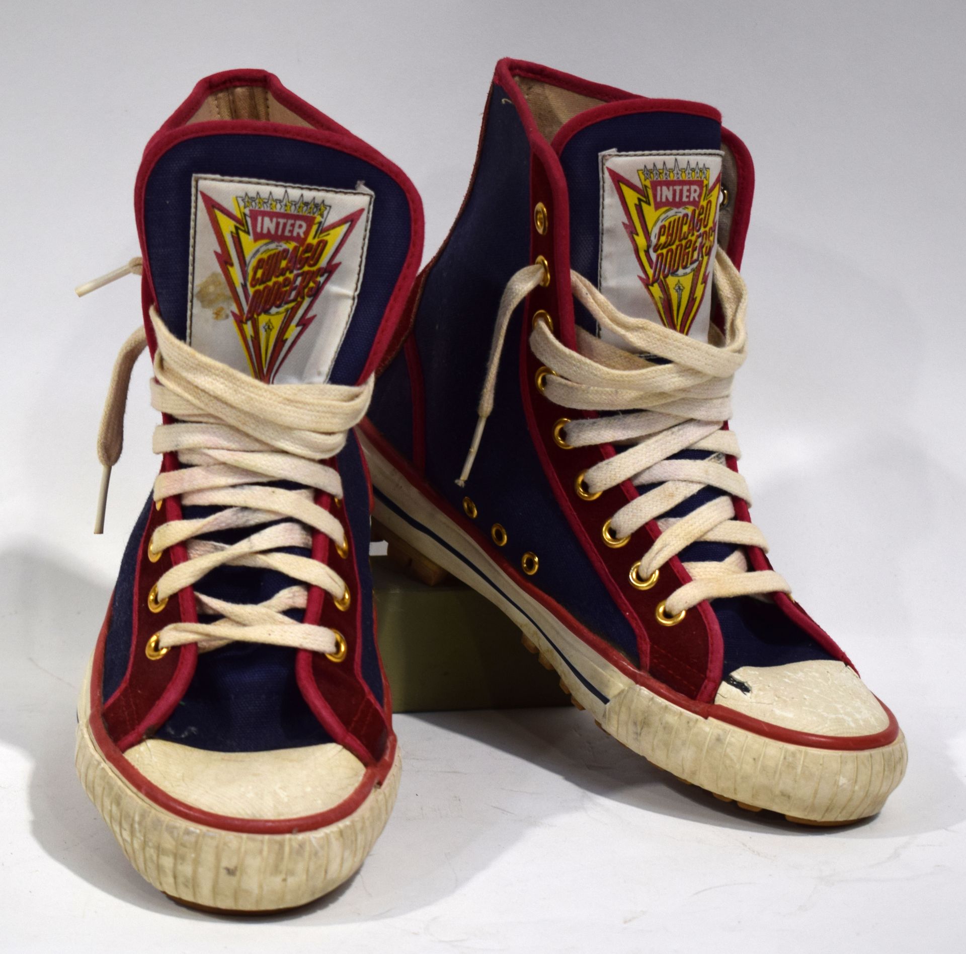 Null INTER. Pair of CHICAGO DODGERS high top sneakers. Blue and red canvas fabri&hellip;