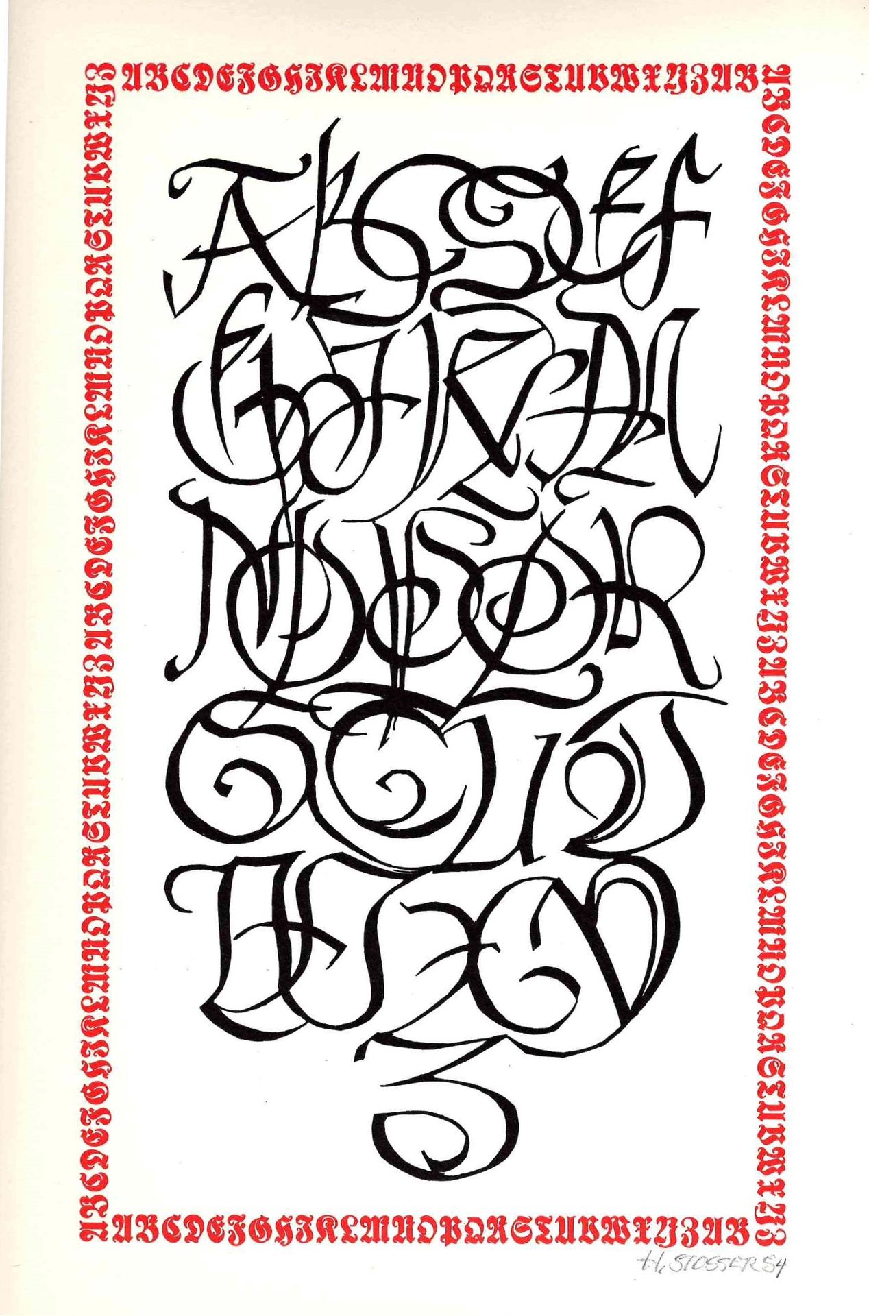 Null Hermann STÖSSER (1914-2006), L'alphabet, lithographie datée 84 et signée en&hellip;