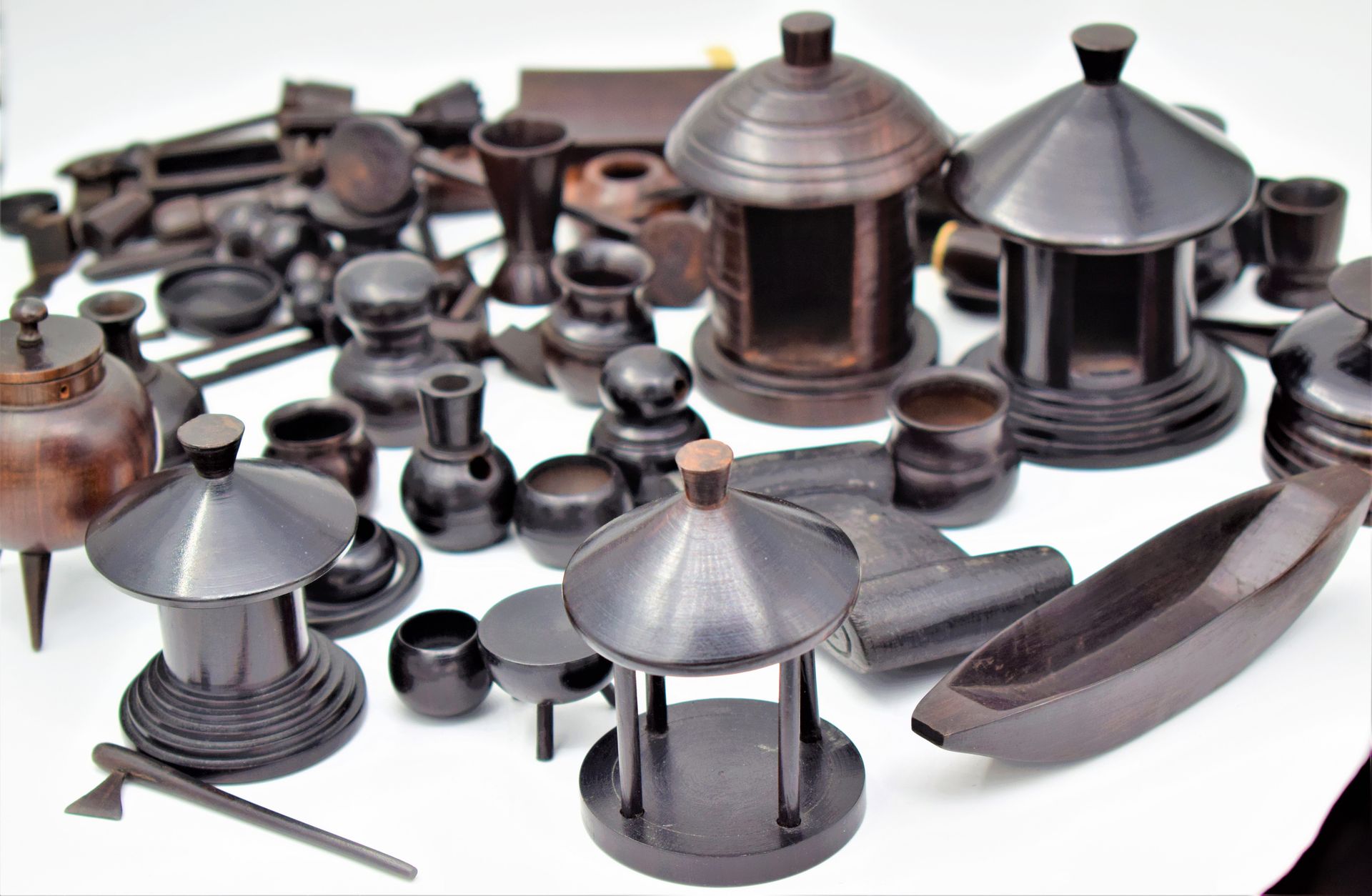 Null (AFRICA) Set of about fifty objects in ebony that could make up a village, &hellip;