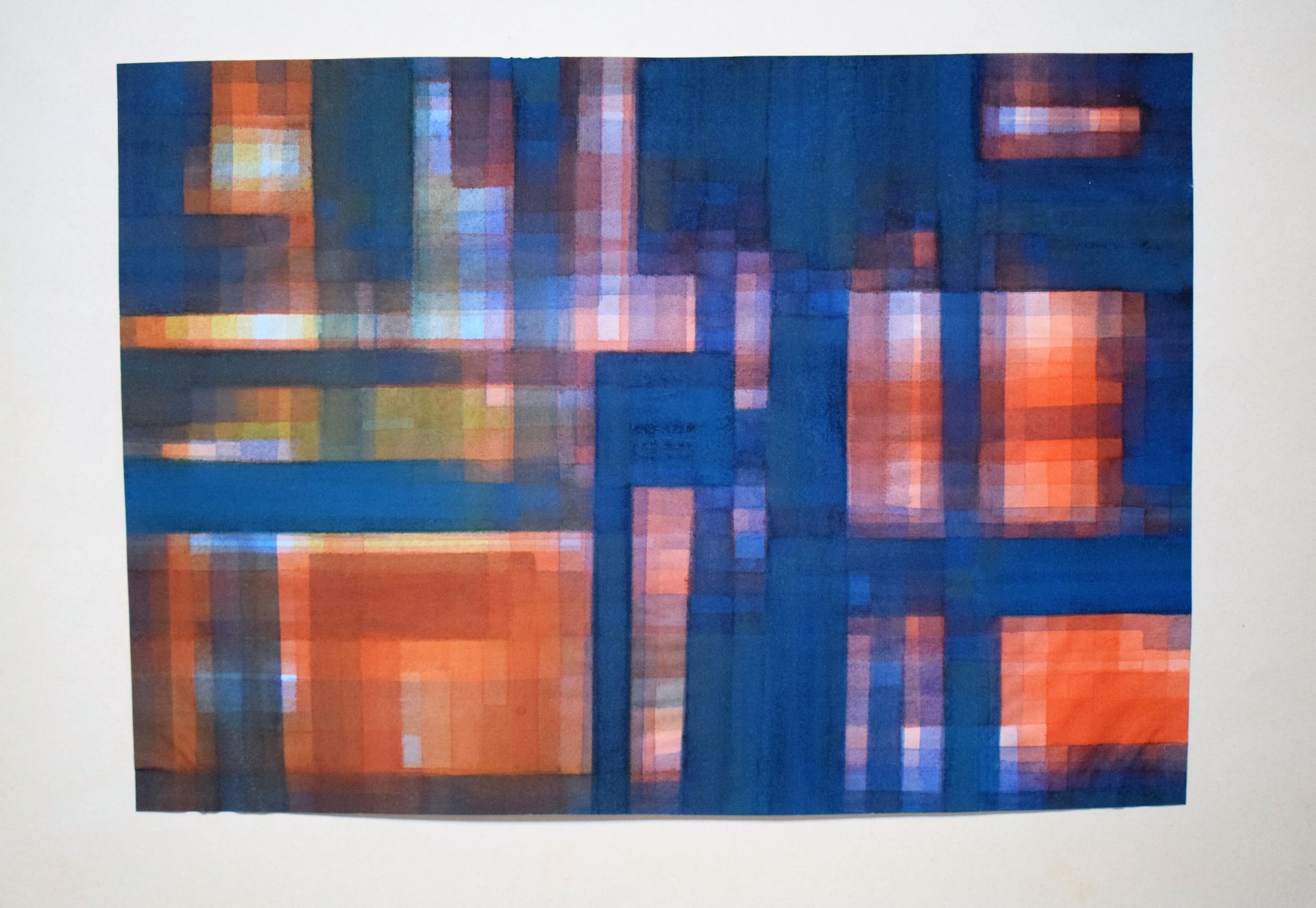Null Jahrhundert, Quadrillage de couleurs, Aquarell, unsigniert, 30,5 x 43,5 cm.&hellip;