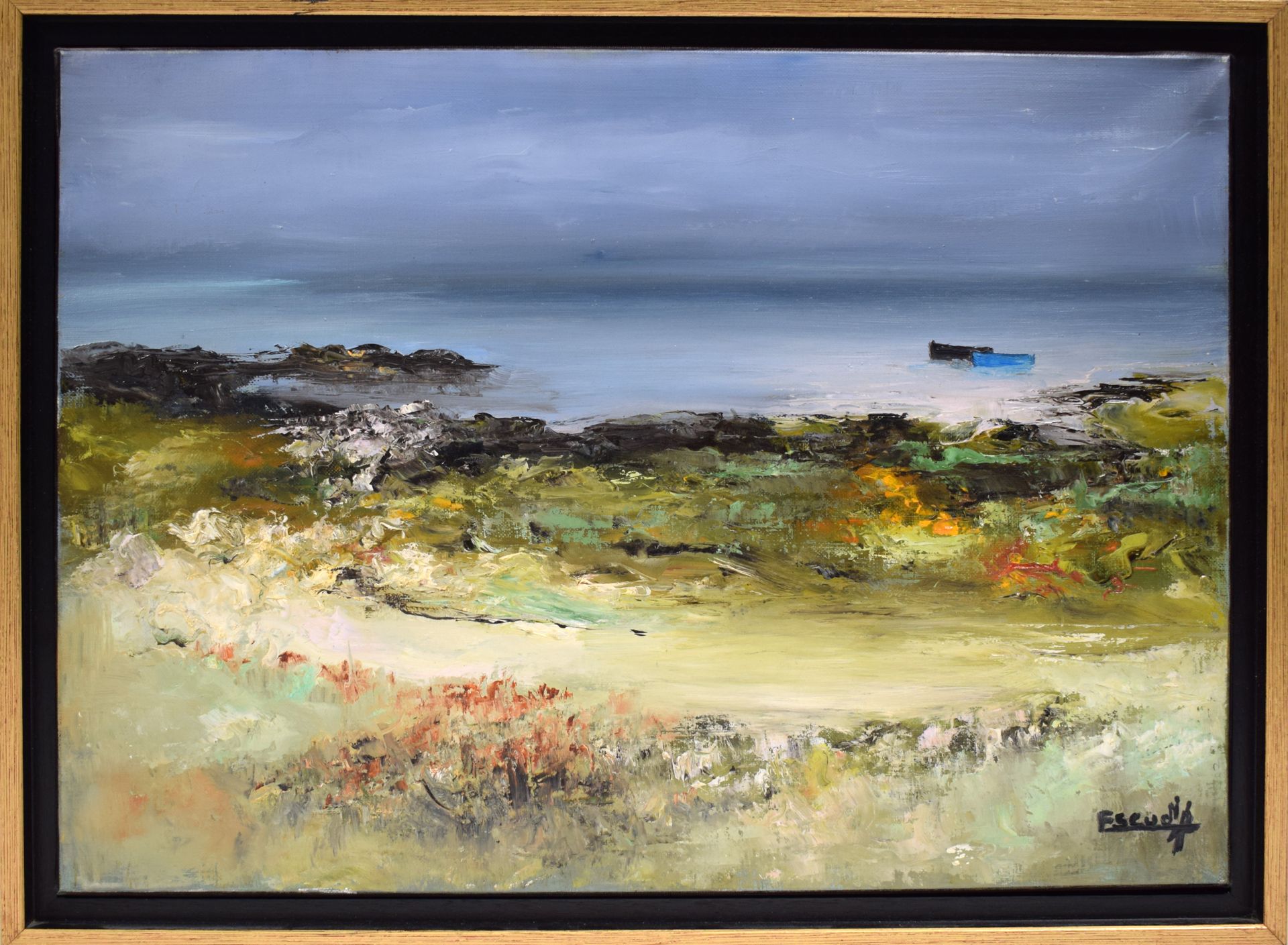 Null Roger ESCUDIE (1920-1990), Costa bretona, óleo sobre lienzo, firmado abajo &hellip;