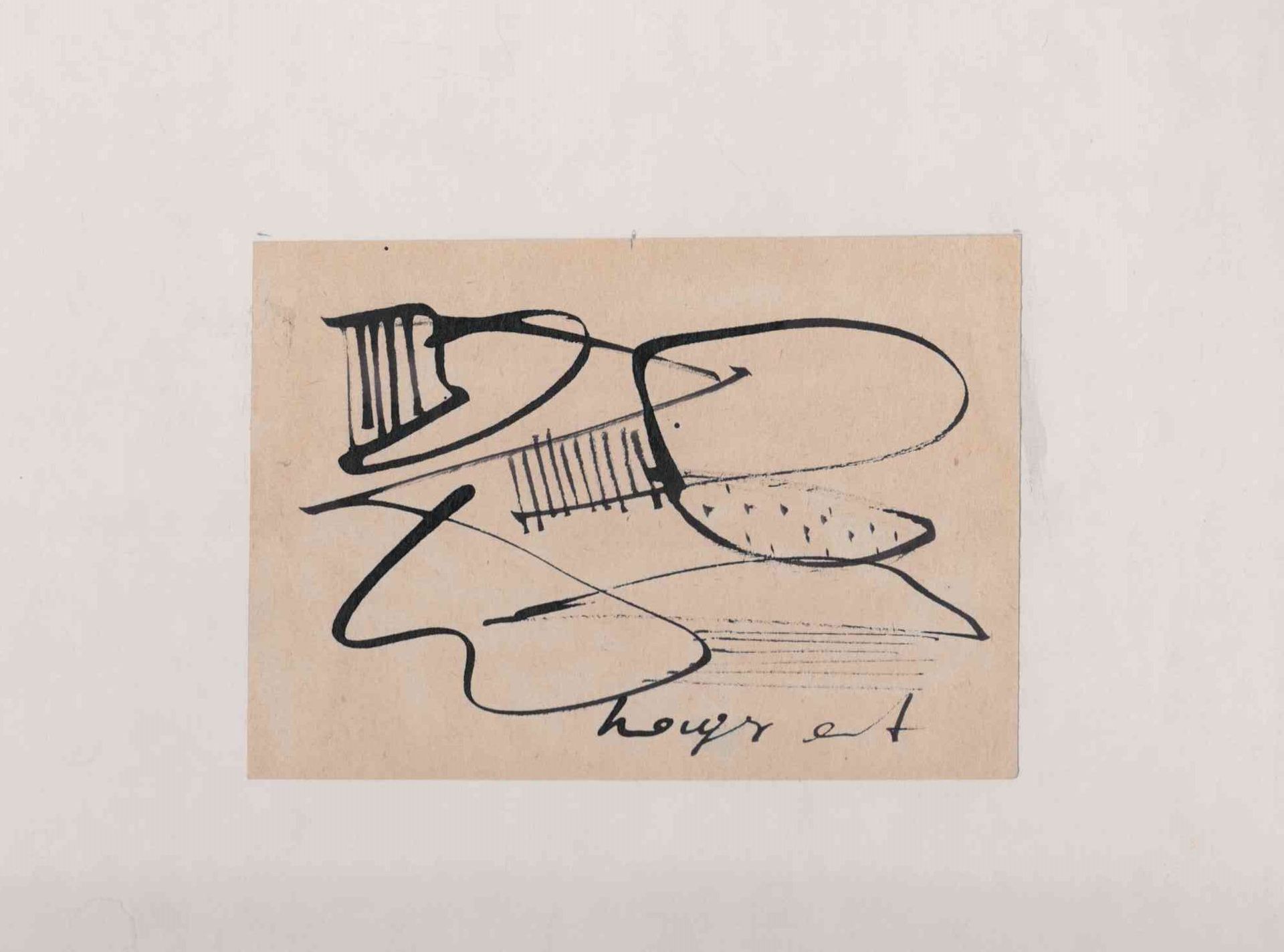 Null Ernst LAGER, Composiciones, dos dibujos a tinta sobre papel pegados sobre t&hellip;