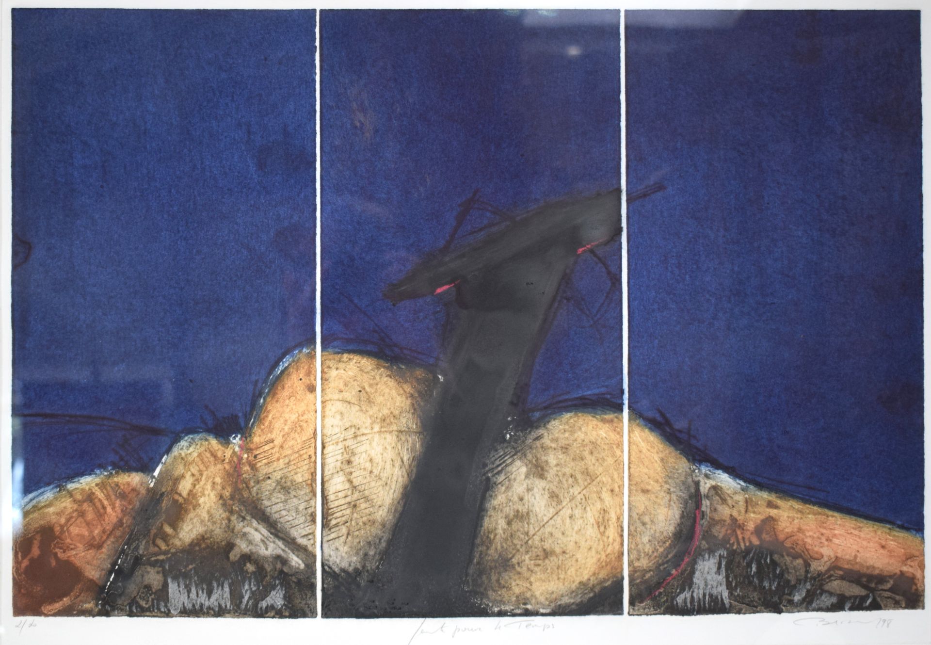 Null Erik BERSOU (1953-2014)，《只是为了时间》，水粉画，右下角有签名和日期98，左下角有2/20，中下角有标题，40 x 60 cm&hellip;
