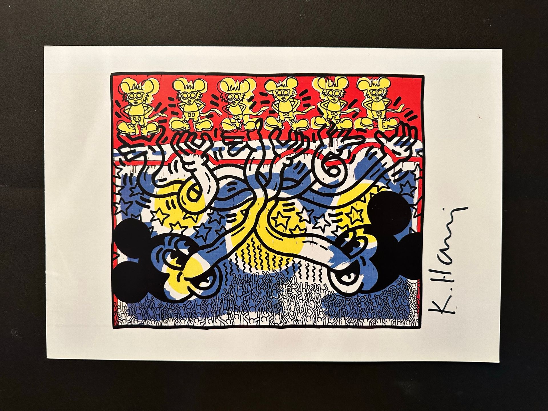 Null Keith HARING (d’après), Mickey Mouse, Impression offset, porte une signatur&hellip;