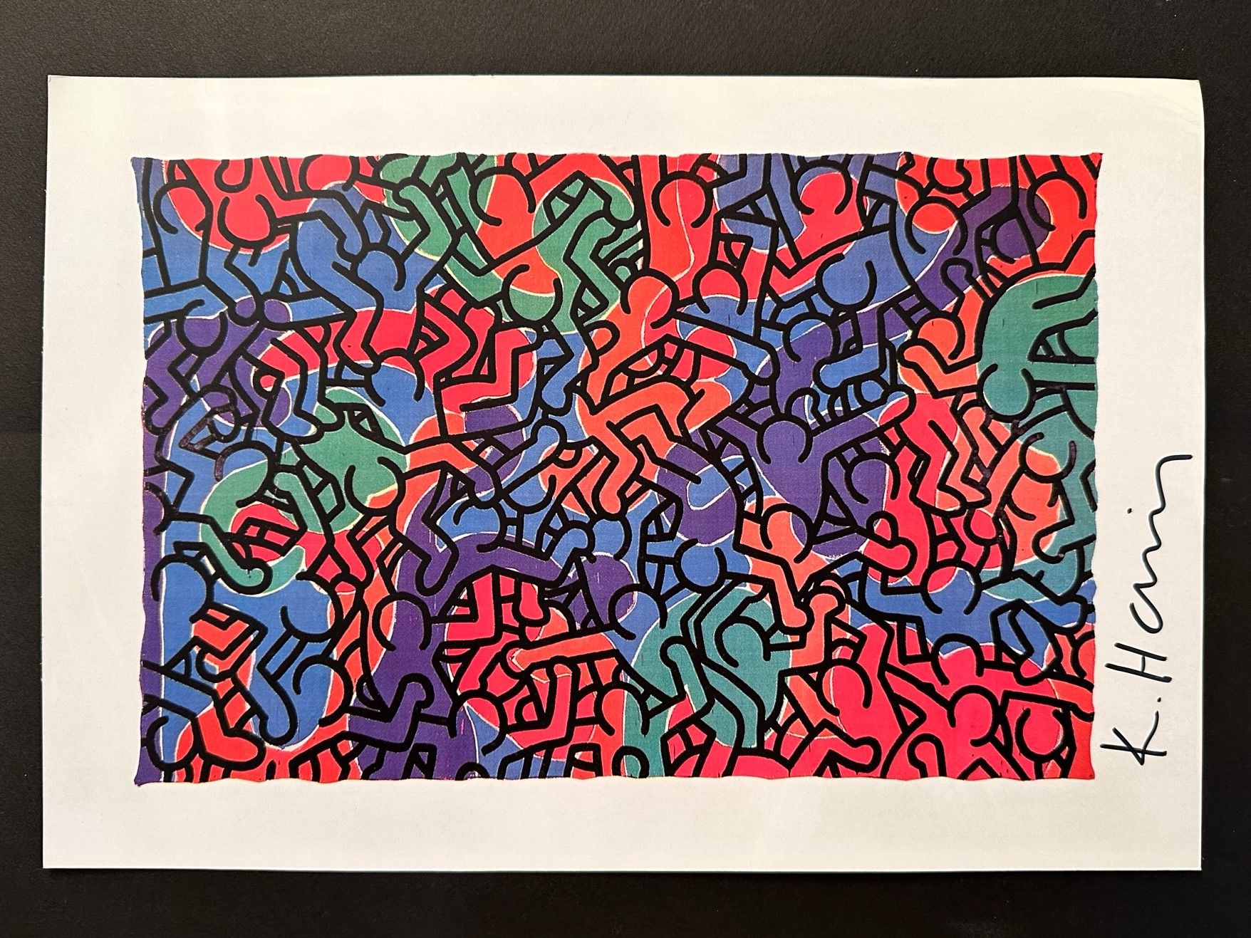 Null Keith HARING (after), Human Accumulation, Offset print, signed in black mar&hellip;
