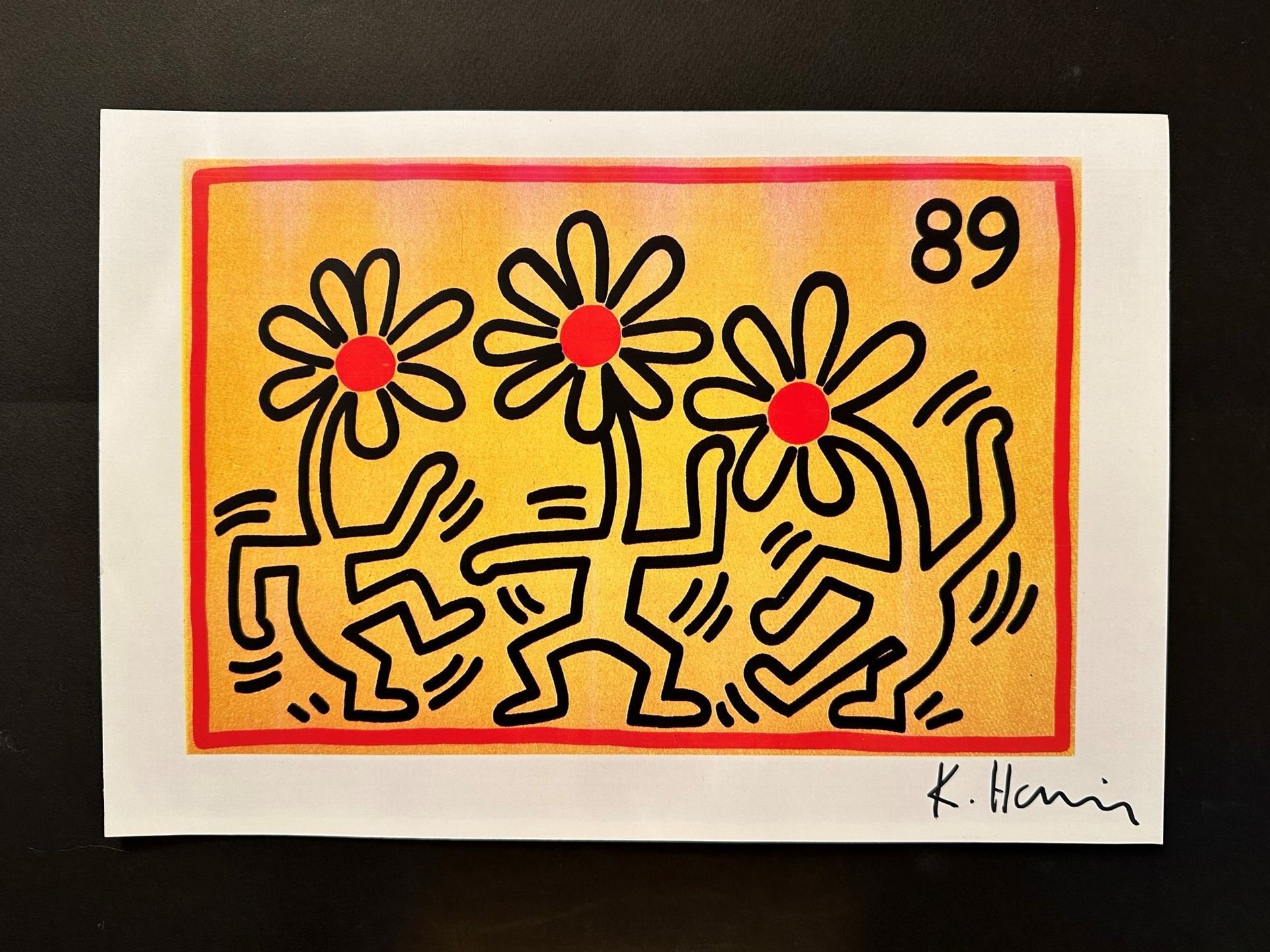 Null Keith HARING (d’après), Dancing Flowers, Impression offset, porte une signa&hellip;