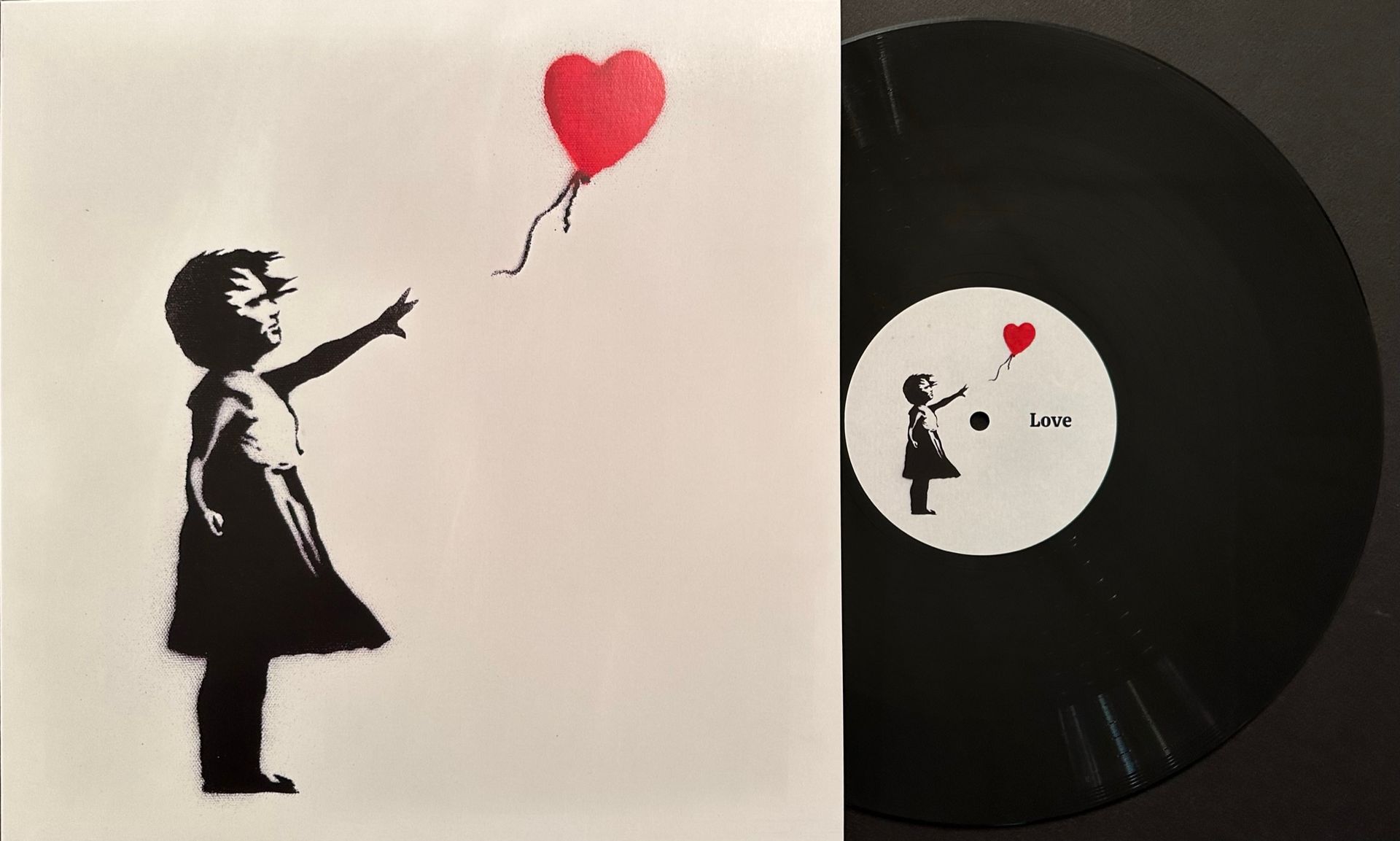 Null BANKSY (nach), Love Is In The Air (Girl With Balloon), Siebdruck auf Vinylh&hellip;