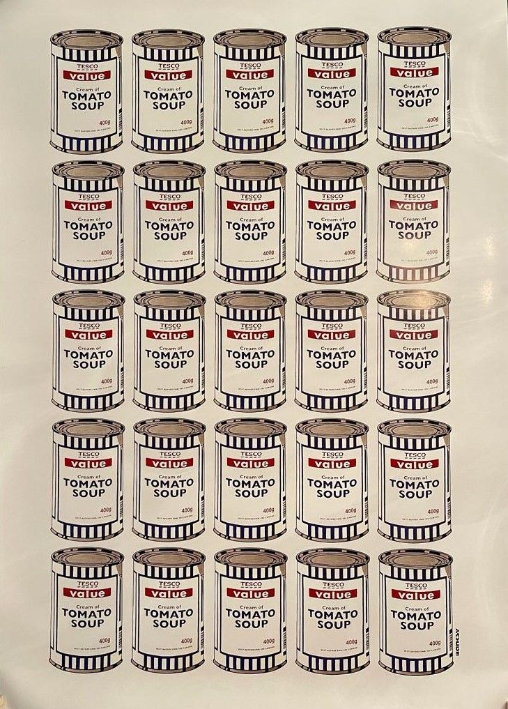 Null 班克西（后），乐购超值番茄汤，2006年，胶版印刷，限量2000份，无编号，右下方有签名，83.5 x 59厘米