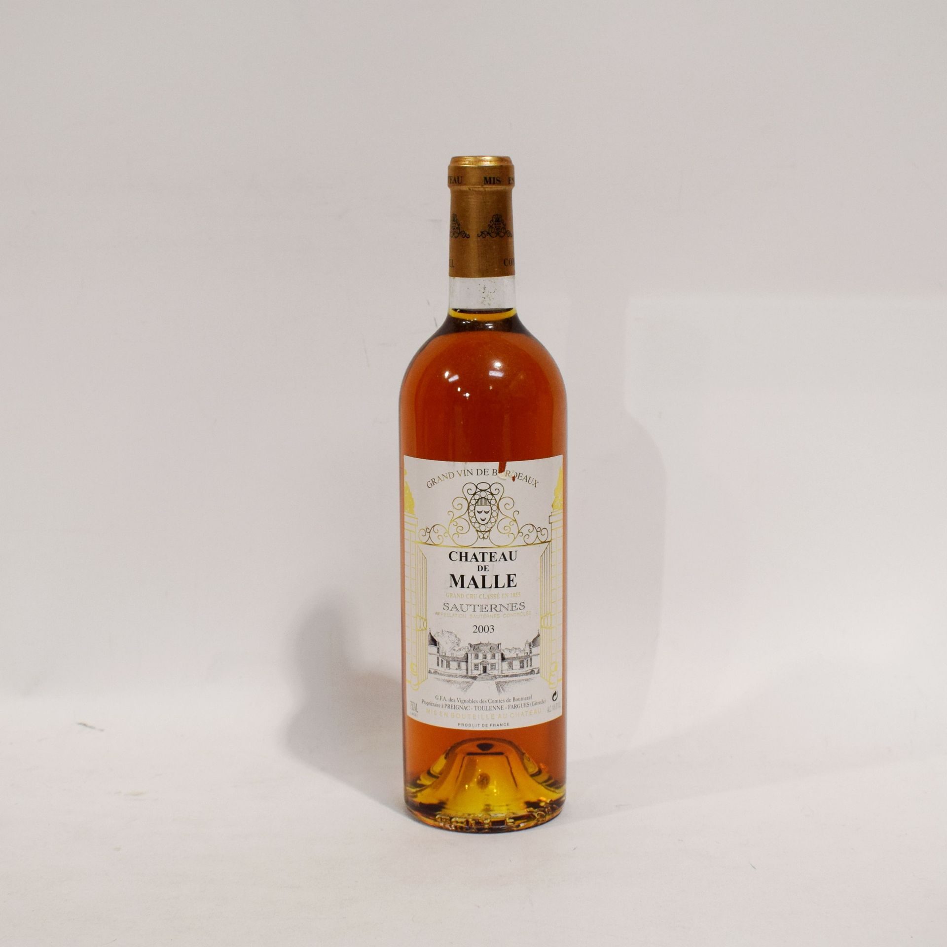 Null (SAUTERNES)一瓶Château de MALLE，Sauternes产区的Grand Cru Classé，2003年份，良好水平