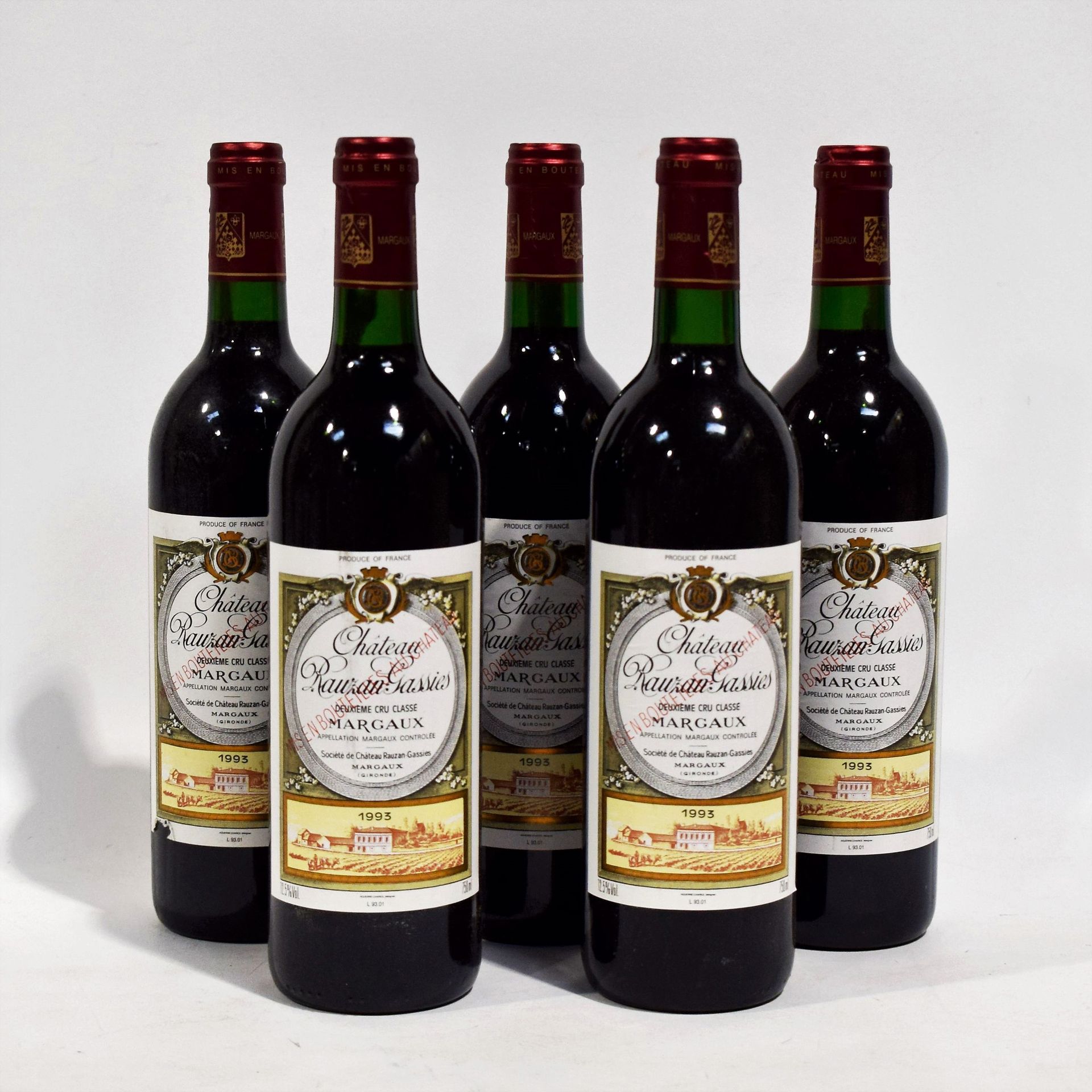 Null (MARGAUX) Lote de 5 botellas de Château RAUZAN-GASSIES, Margaux, 2º Grand C&hellip;