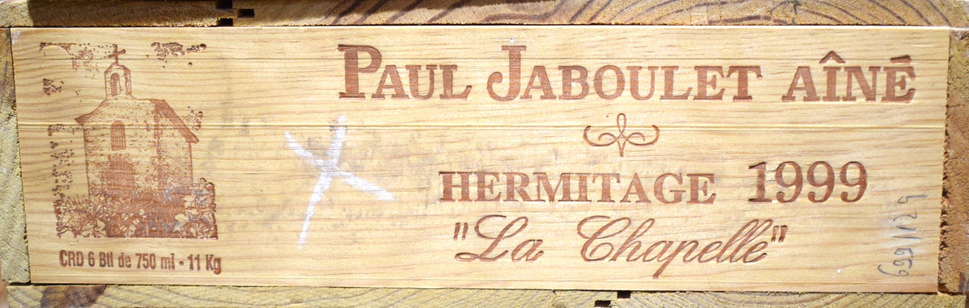 Null (HERMITAGE) Dans une caisse en bois, ensemble de 6 bouteilles de Paul JABOU&hellip;