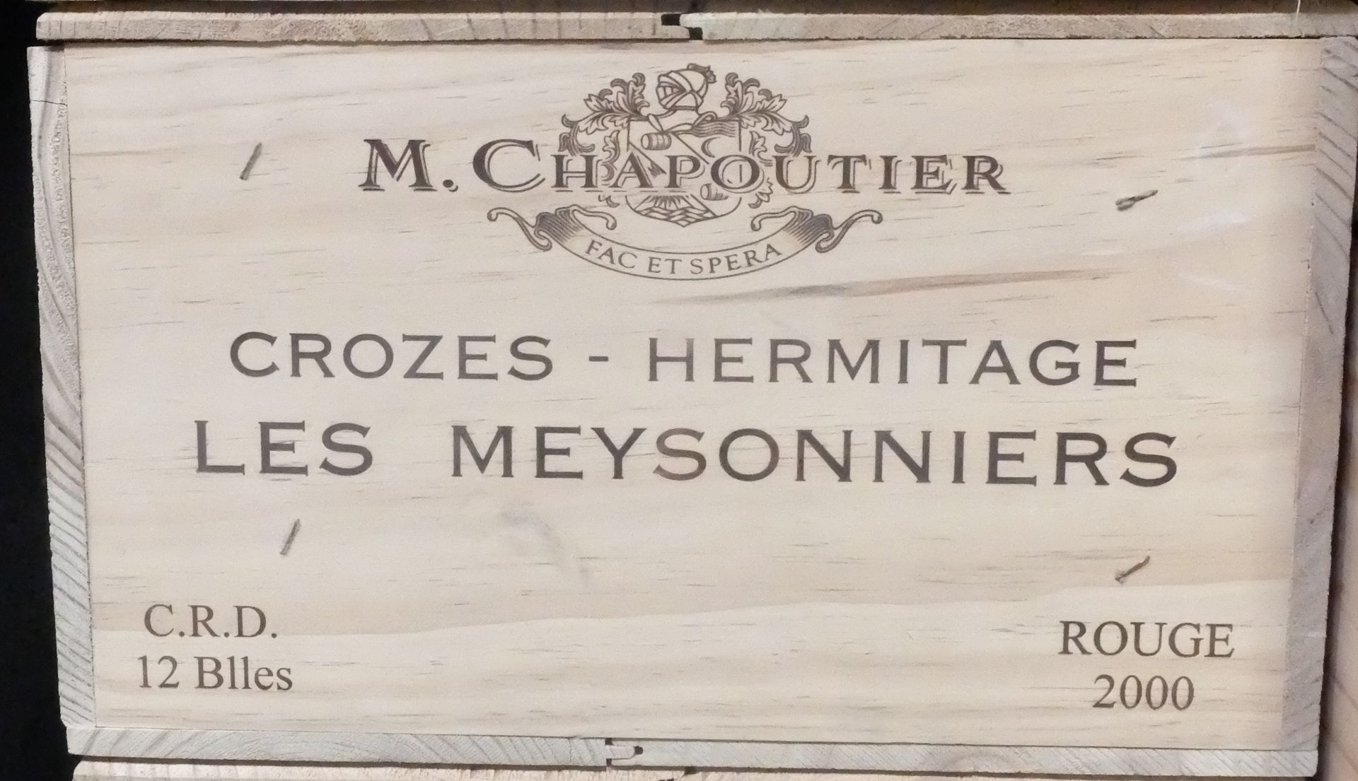 Null (CROZES-HERMITAGE)木箱中，一套12瓶CROZES-HERMITAGE，来自M.CHAPOUTIER的领地，Cuvée "Les Me&hellip;