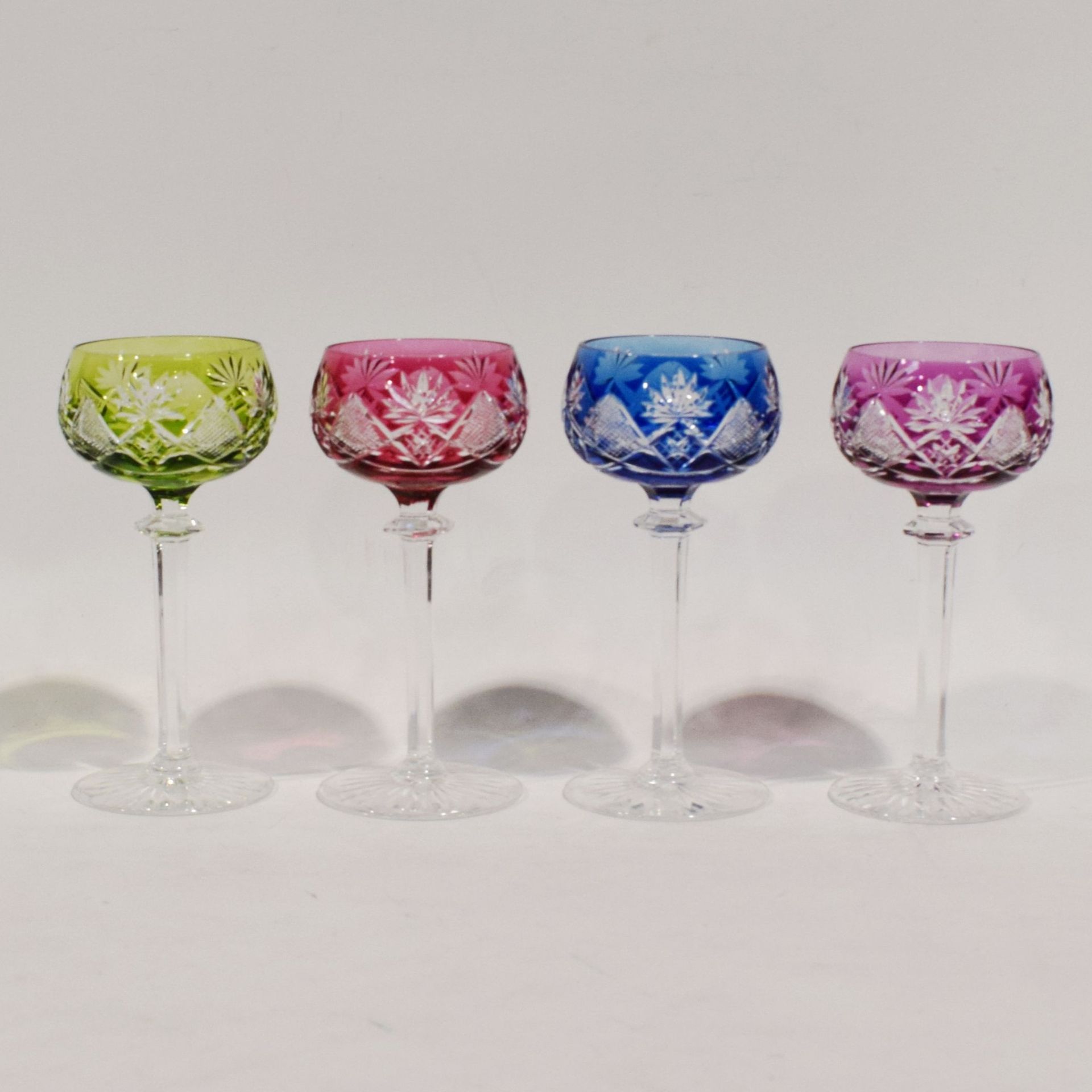 Null Juego de 4 copas de cristal coloreado, de la cristalería VAL SAINT LAMBERT,&hellip;