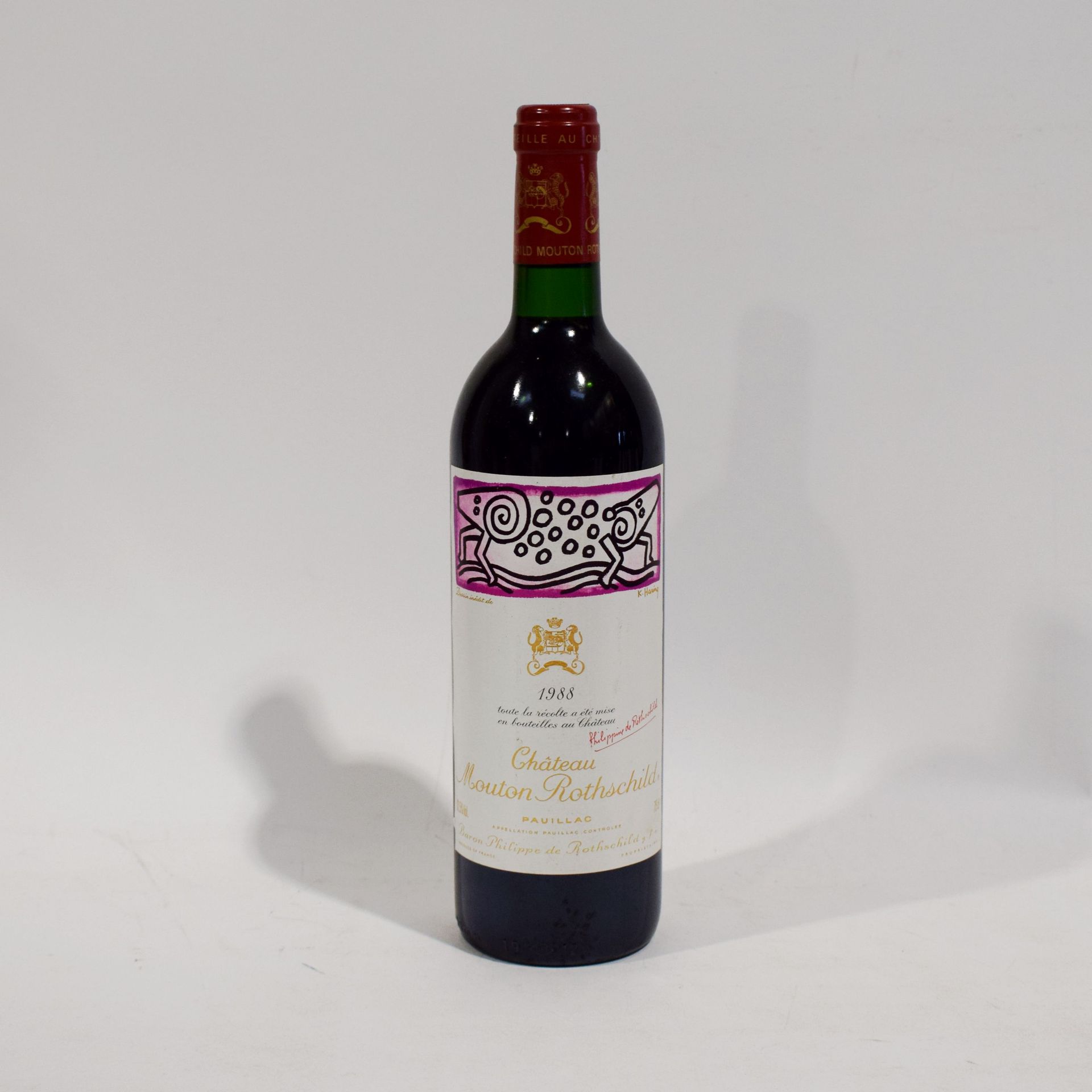 Null (PAUILLAC)一瓶MOUTON ROTSCHILD酒庄，Pauillac Rouge产区，1988年份，标签由Keith HARING设计，良好&hellip;