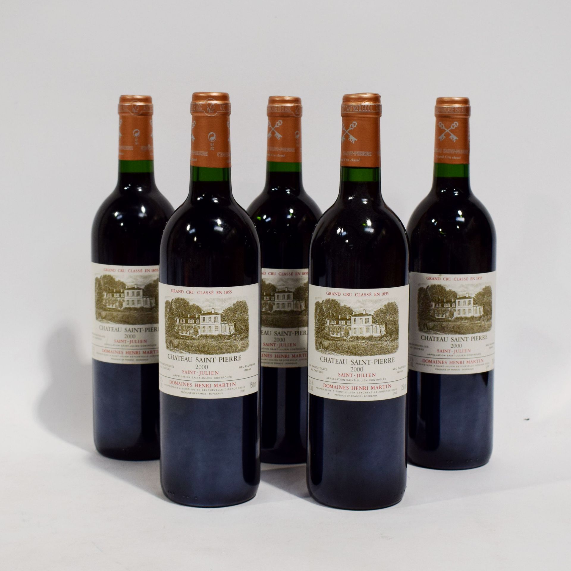 Null (圣朱利安)圣朱利安产区亨利-马丁酒庄SAINT-PIERRE葡萄酒5瓶套装，2000年，红色，良好