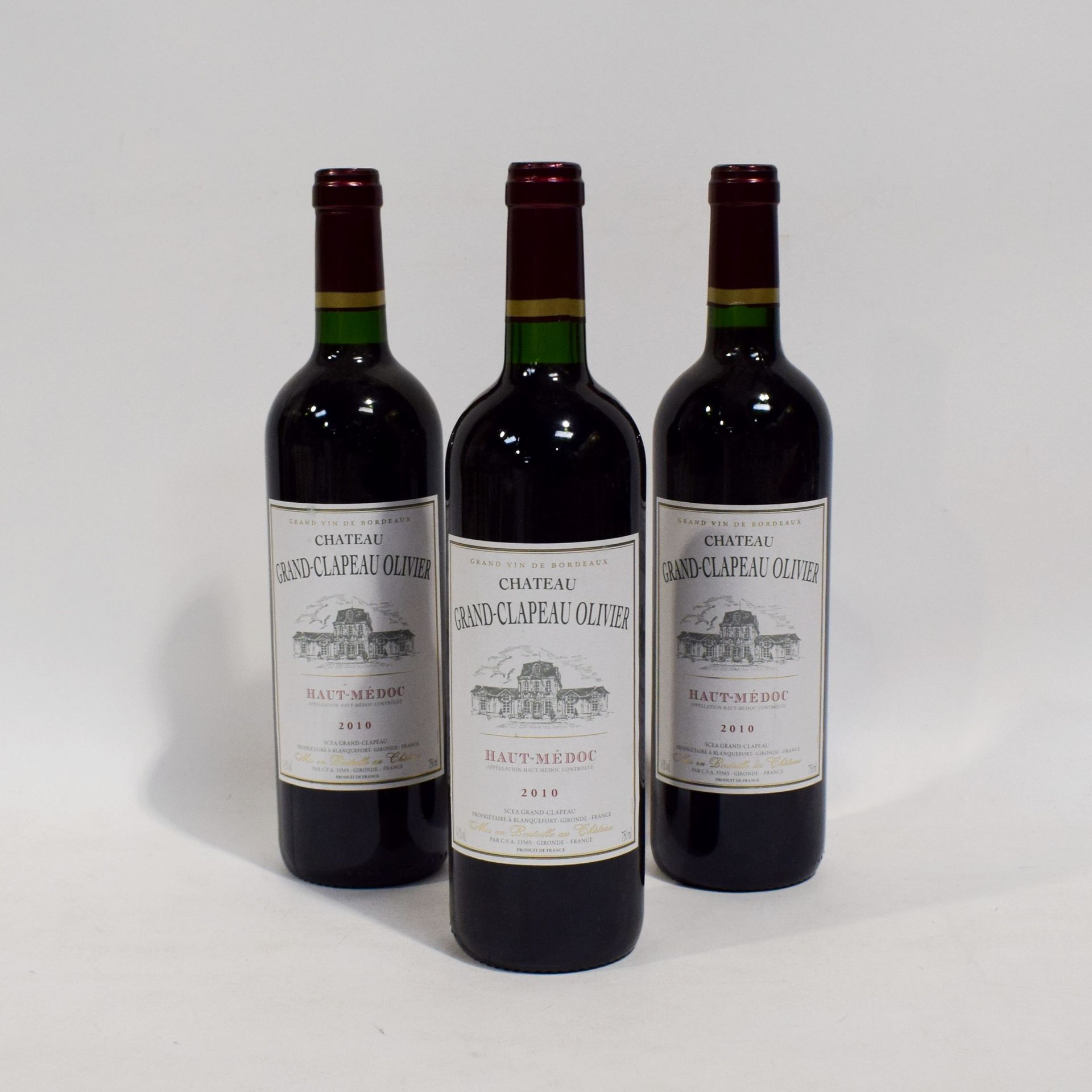 Null (HAUT-MÉDOC) Ensemble de 3 bouteilles du Château GRAND-CLAPEAU OLIVIER, App&hellip;
