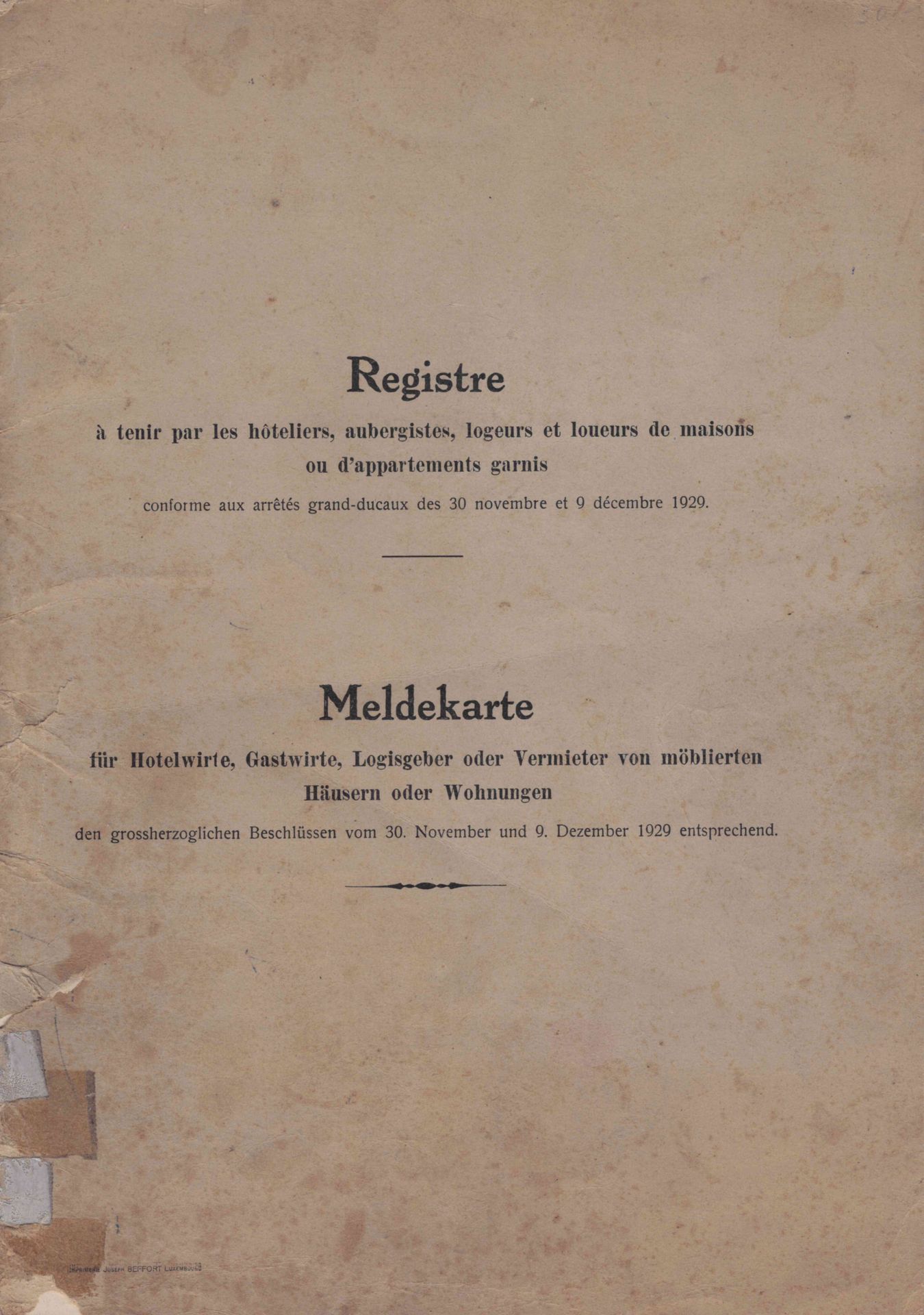 Null (TOURISM) Interesting register "to be kept by hoteliers, innkeepers, lodger&hellip;