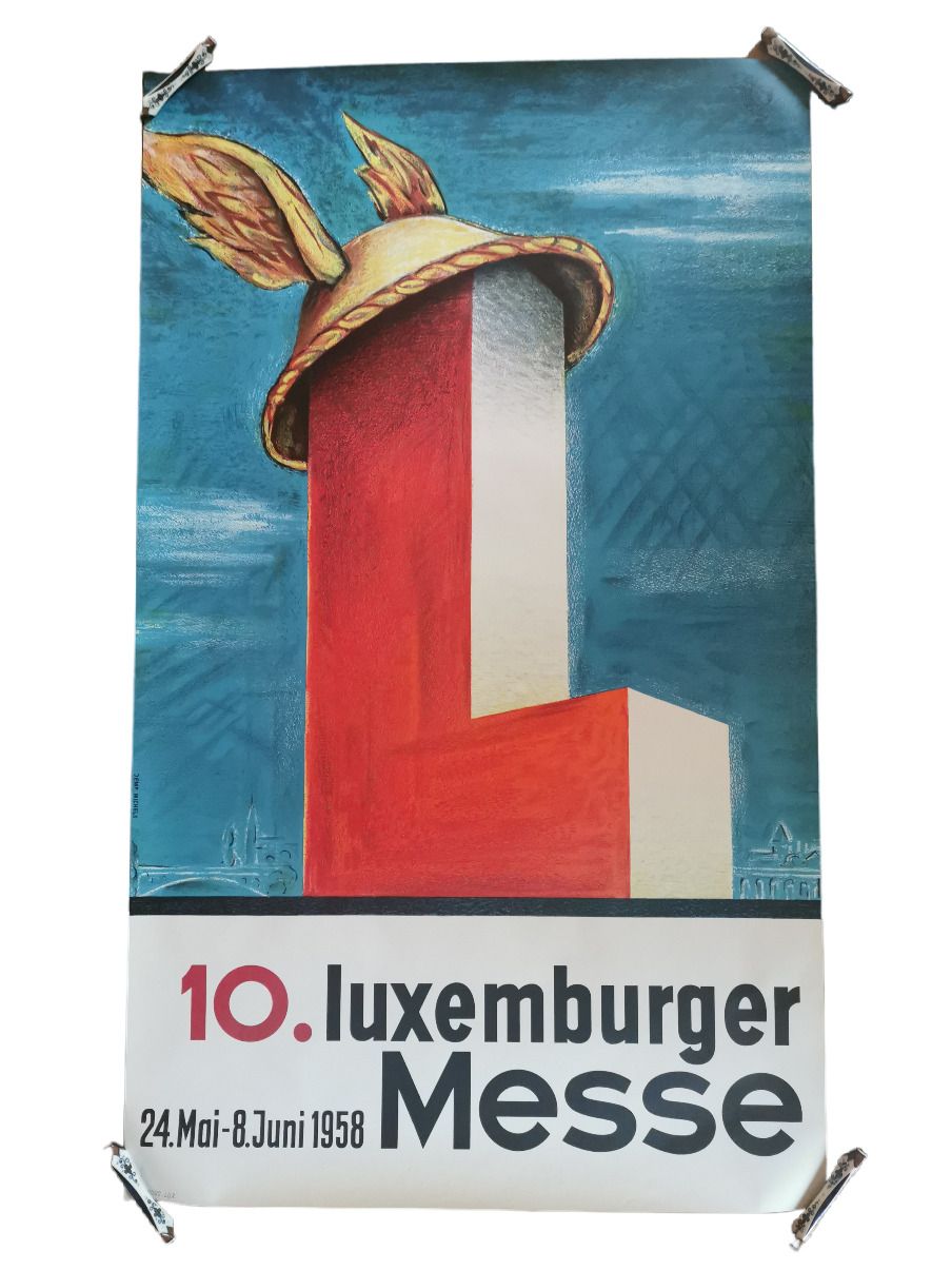 Null (AFFICHE) Belle affiche de la "10. Luxemburger MESSE" de 1958, dessinée par&hellip;