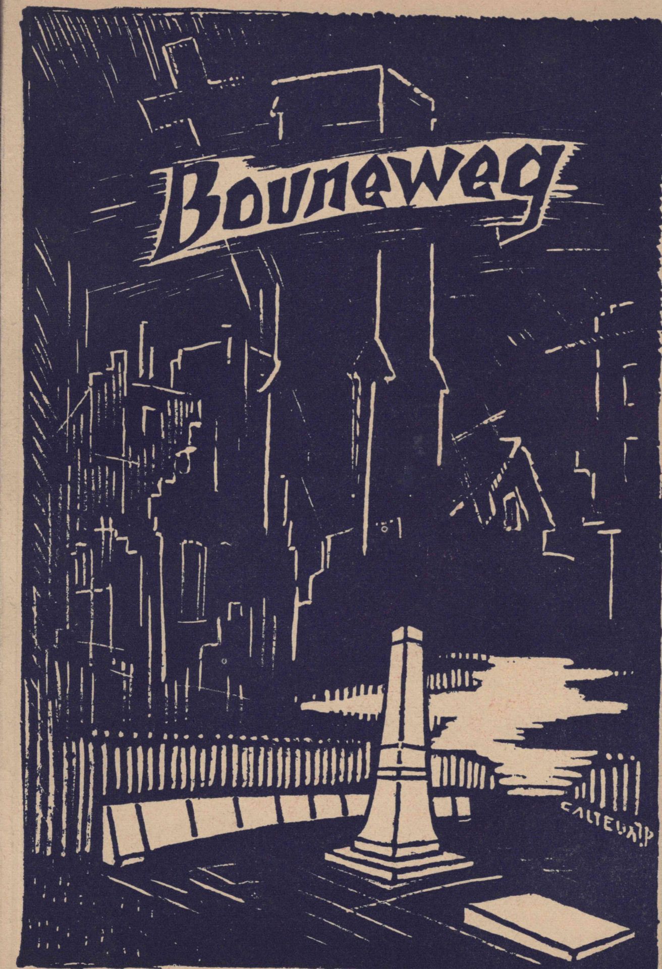 Null (节目单)BOUNEWEG为两次世界大战死难者纪念碑的开幕式准备的小册子，1957年9月8日，状况良好，封面由CALTEUX设计，23 x 15.5厘&hellip;