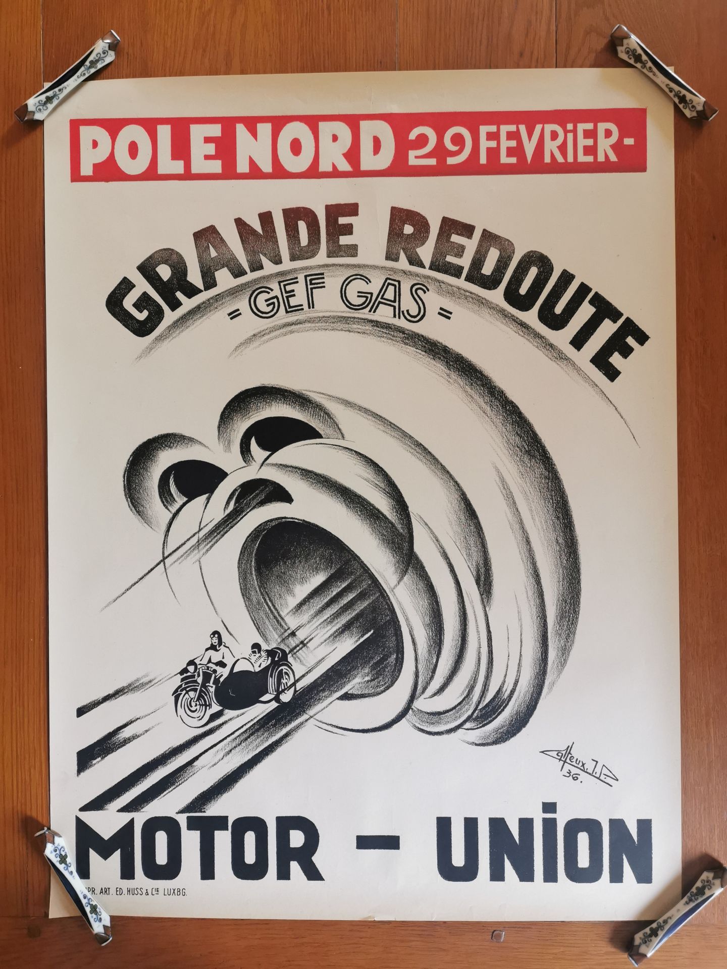 Null (海报）特殊的双色海报，GEF-GAZ Grande Redoute在北极的 "MOTOR-UNION"，由CALTEUX绘制于1936年，Impri&hellip;