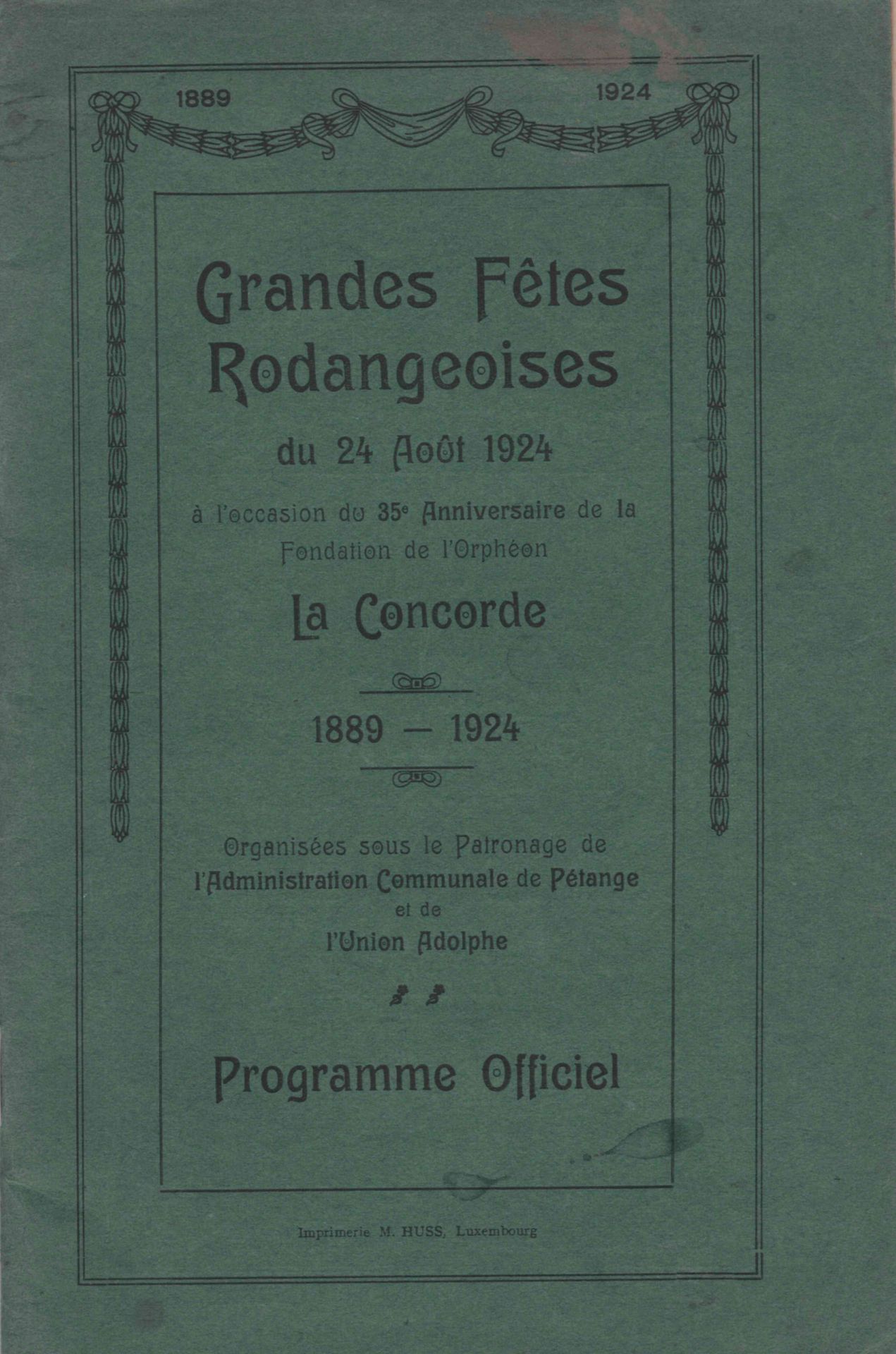 Null (PROGRAMME) Grandes fêtes Rodangeoises du 24 Août 1924 à l'occasion du 35e &hellip;