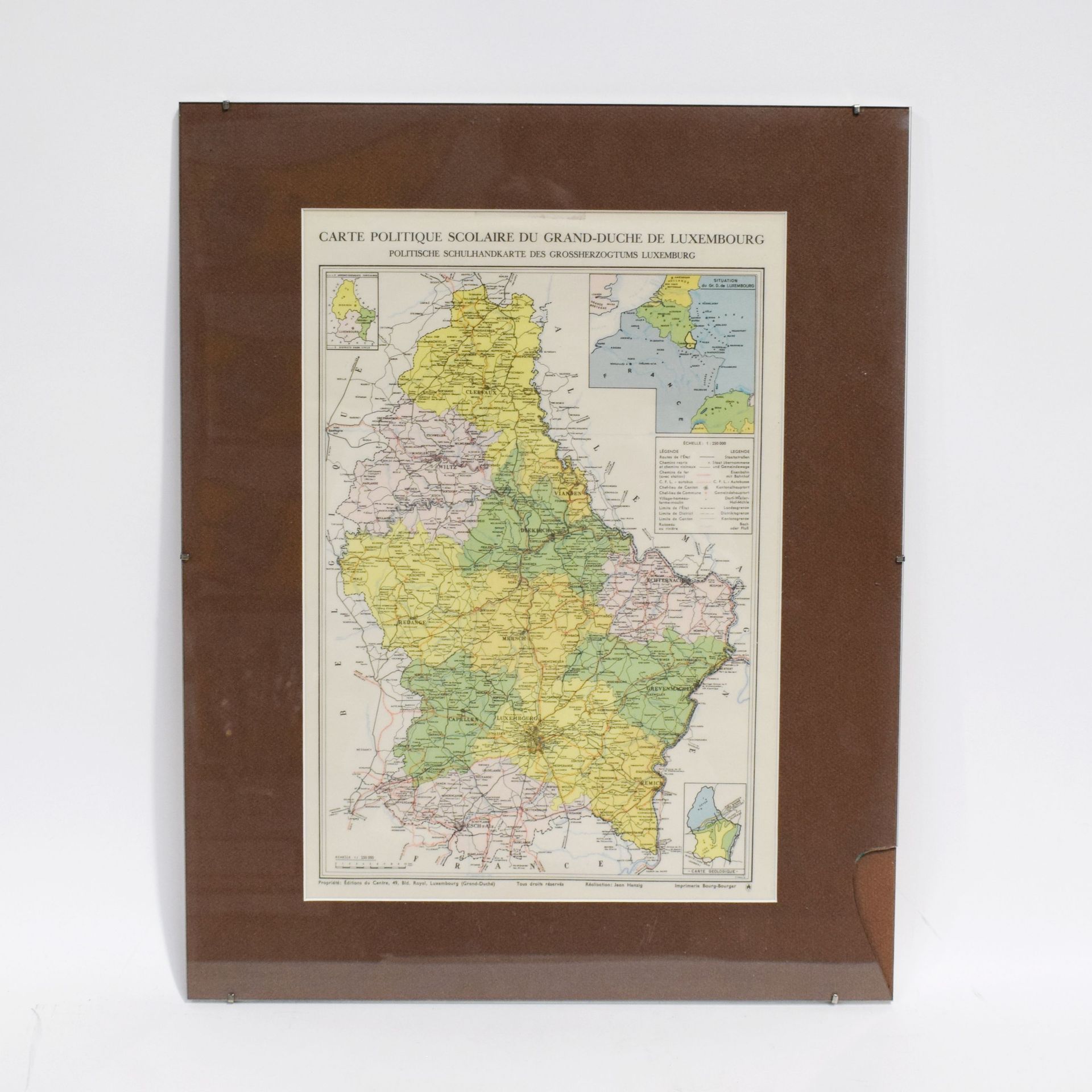 Null (地图）卢森堡大公国的学校政策地图，由Jean Henzig绘制，Imprimerie Bourg-Bourger，约1960年，38.5 x 26厘&hellip;