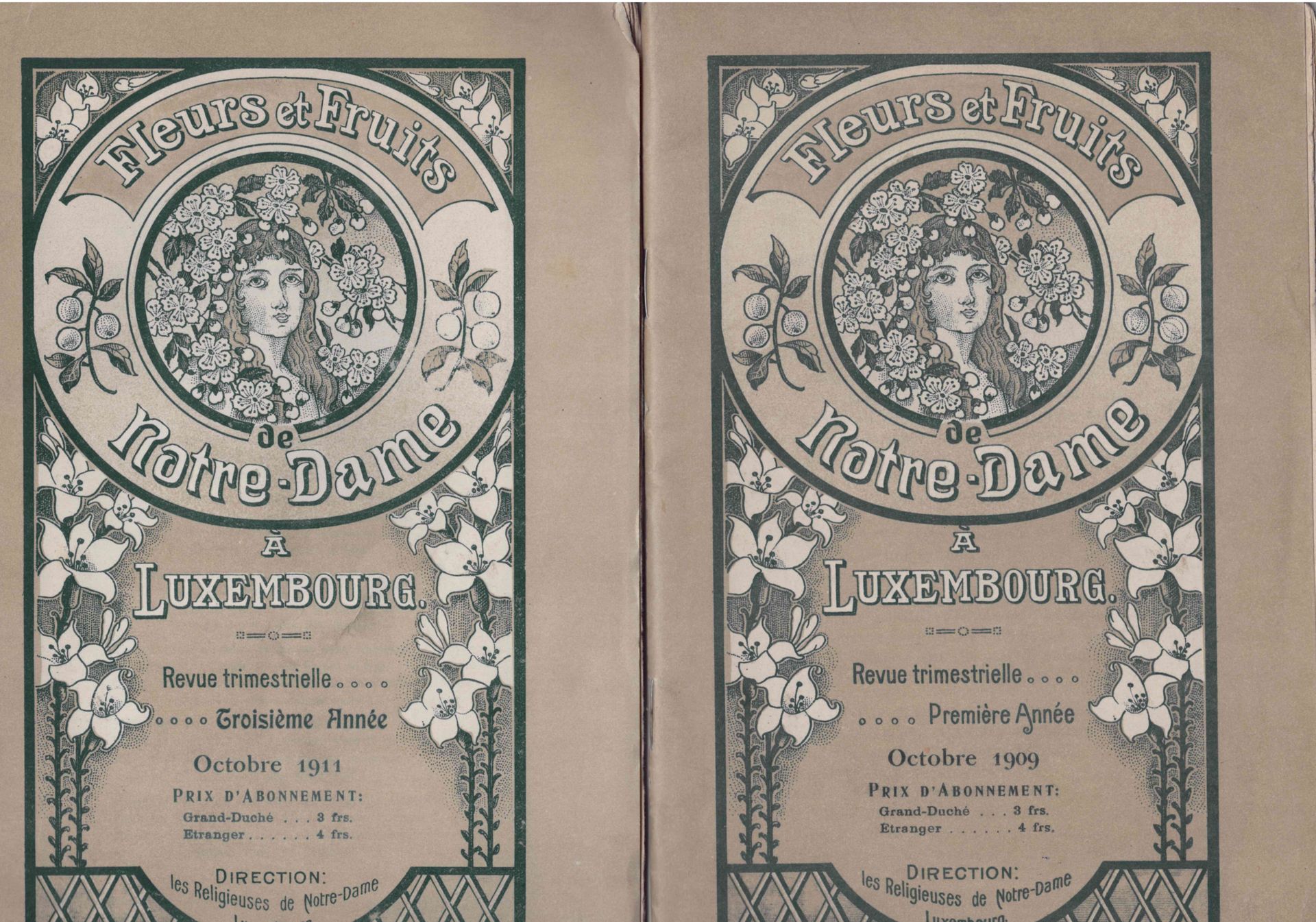 Null (REVUE)卢森堡圣母院修女出版的《卢森堡圣母院的花与果》杂志的两期季刊重合，1909年10月（第一年）1911年10月（第三年），平版印刷HUSS&hellip;