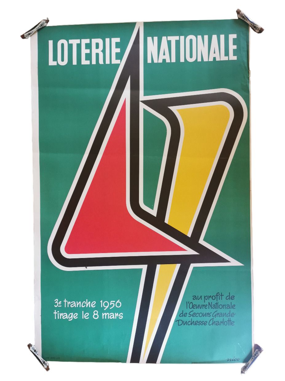 Null (海报)根据NICO的画作制作的国家彩票海报，1956年3月第三批，Imprimerie HUSS，状况非常好，左侧未修剪，100 x 65厘米