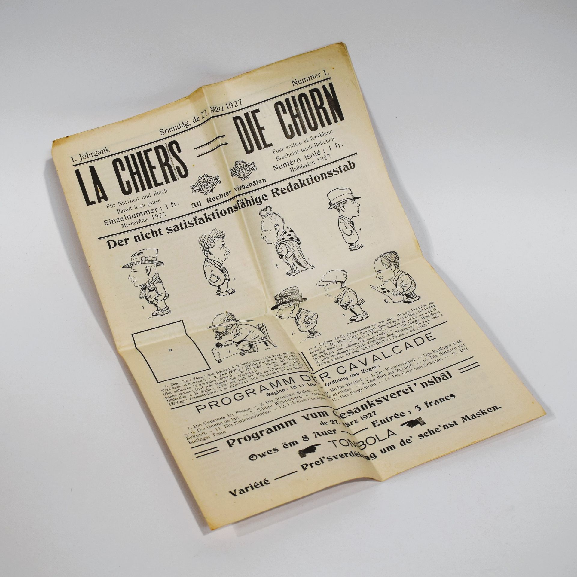 Null (JOURNAL) Number 1 of the first year of the newspaper "LA CHIERS=DIE CHORN"&hellip;