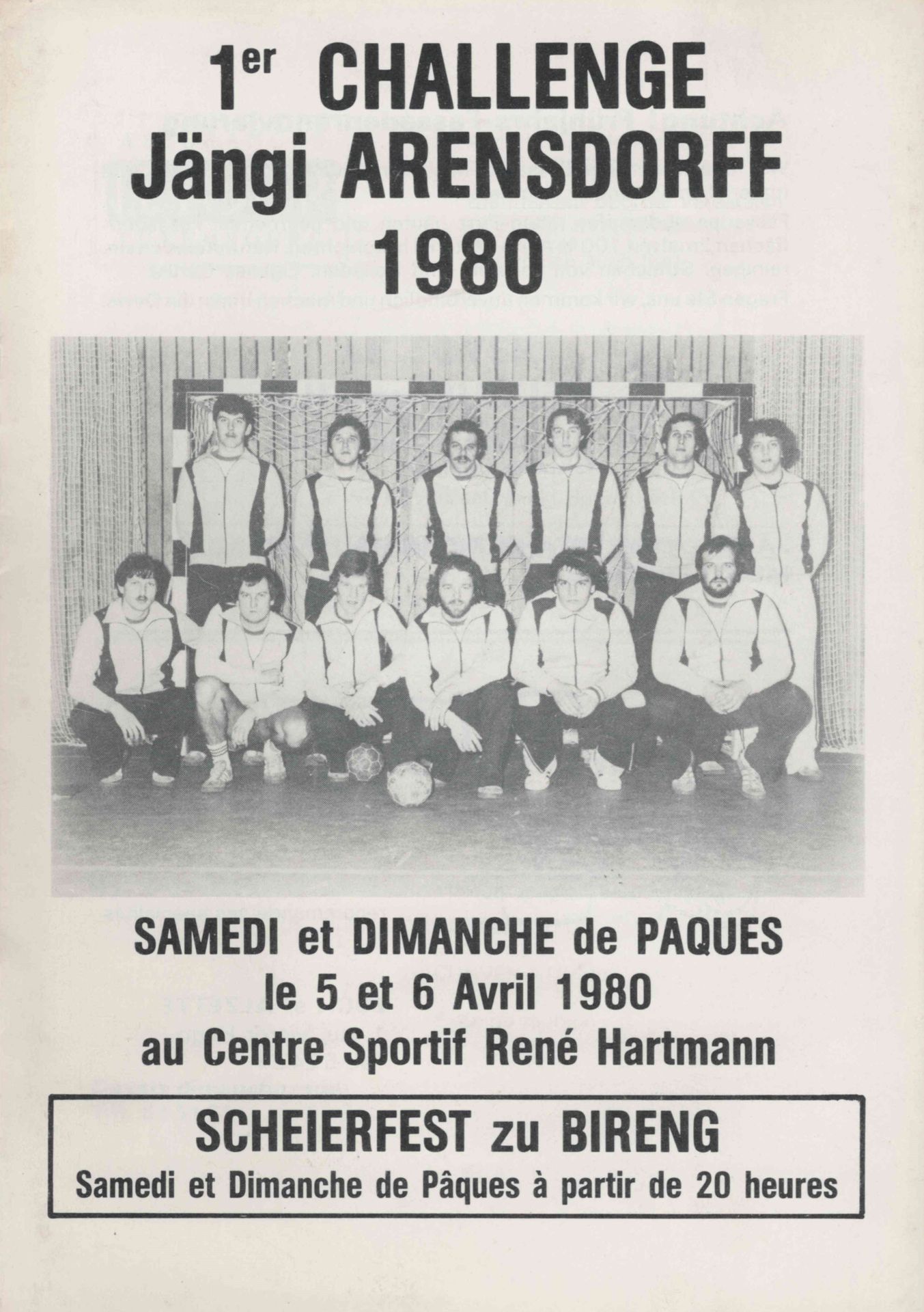 Null (EREIGNISSE) Programm des 1. Jängi Arensdorff 1980 Challenge of Football, D&hellip;