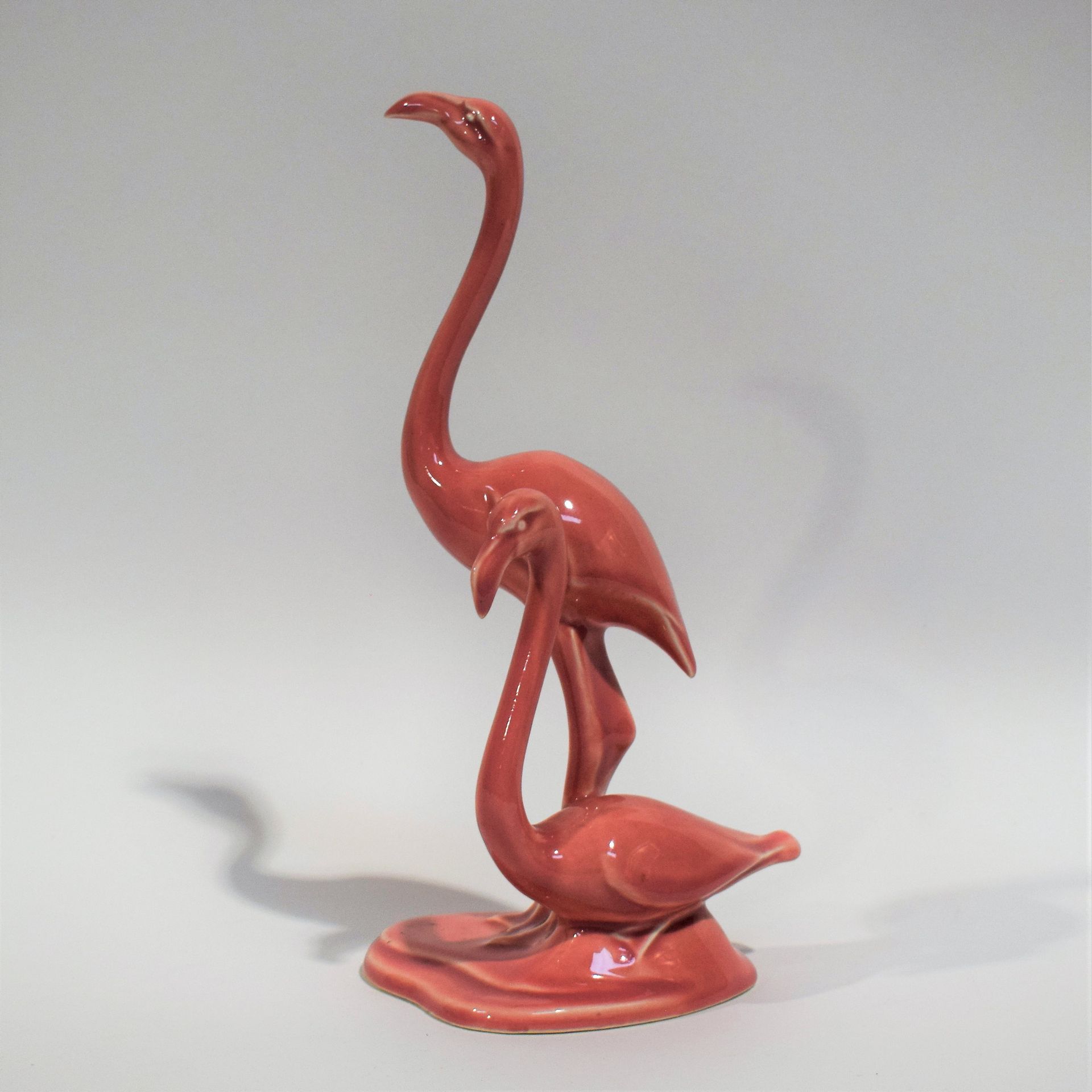 Null (VILLEROY BOCH) Rare pair of pink flamingos in VILLEROY BOCH Luxembourg gla&hellip;
