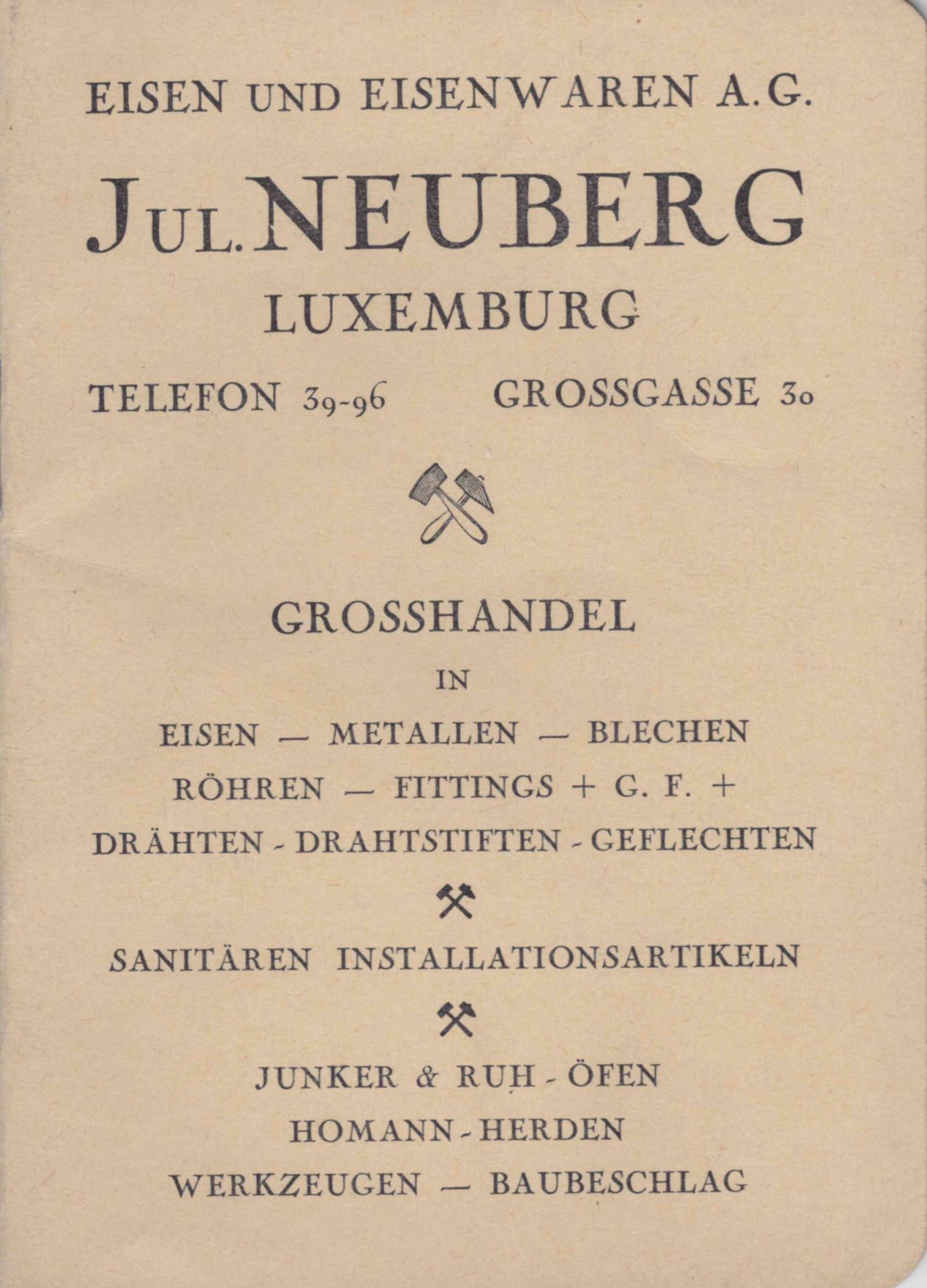 Null (KATALOG) Handelskatalog von 1942 von Jul. NEUBERG Luxemburg, Großhandel in&hellip;