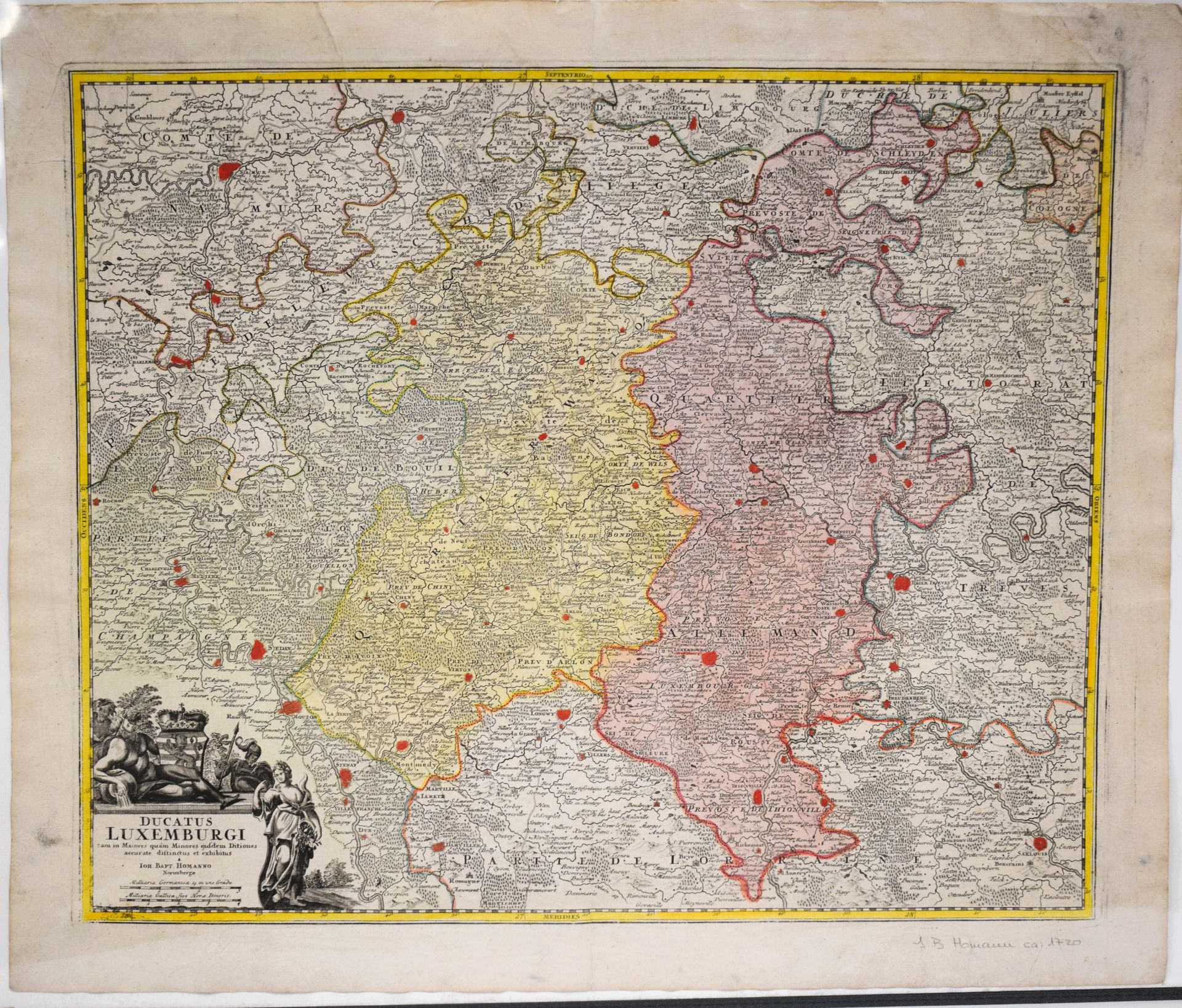 Null (KARTE) Karte von Luxemburg "Ducatus Luxemburgi ..." von Johann Baptist HOM&hellip;