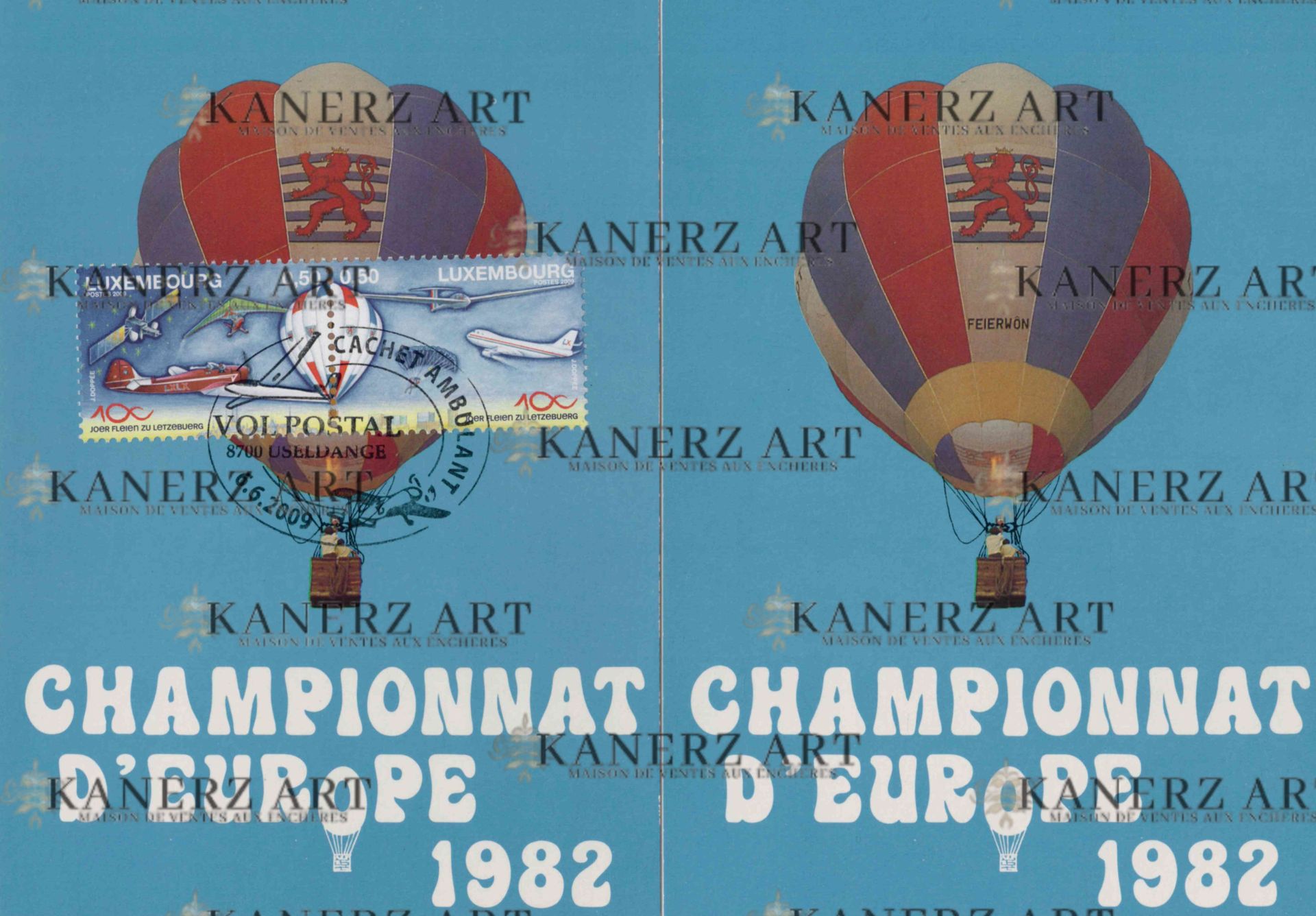 Null (BALLON) Réunion de 3 cartes postales "Championnat d'Europe 1982" de montgo&hellip;