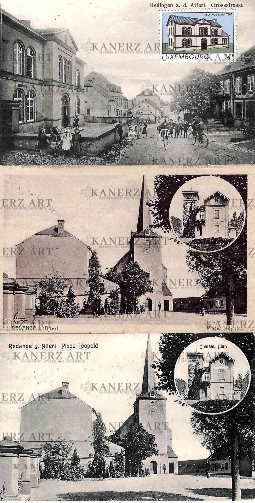 Null REDANGE : 1. Grossstrasse, P. Houstraas, No. 849, 1905, un timbre de 1991 e&hellip;