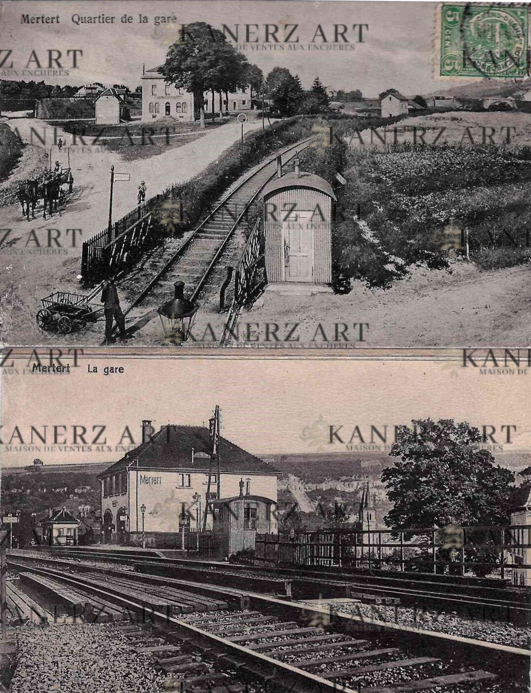 Null (MERTERT) Réunion de 2 cartes postales de la gare par HOUSTRAAS, 1913 1928