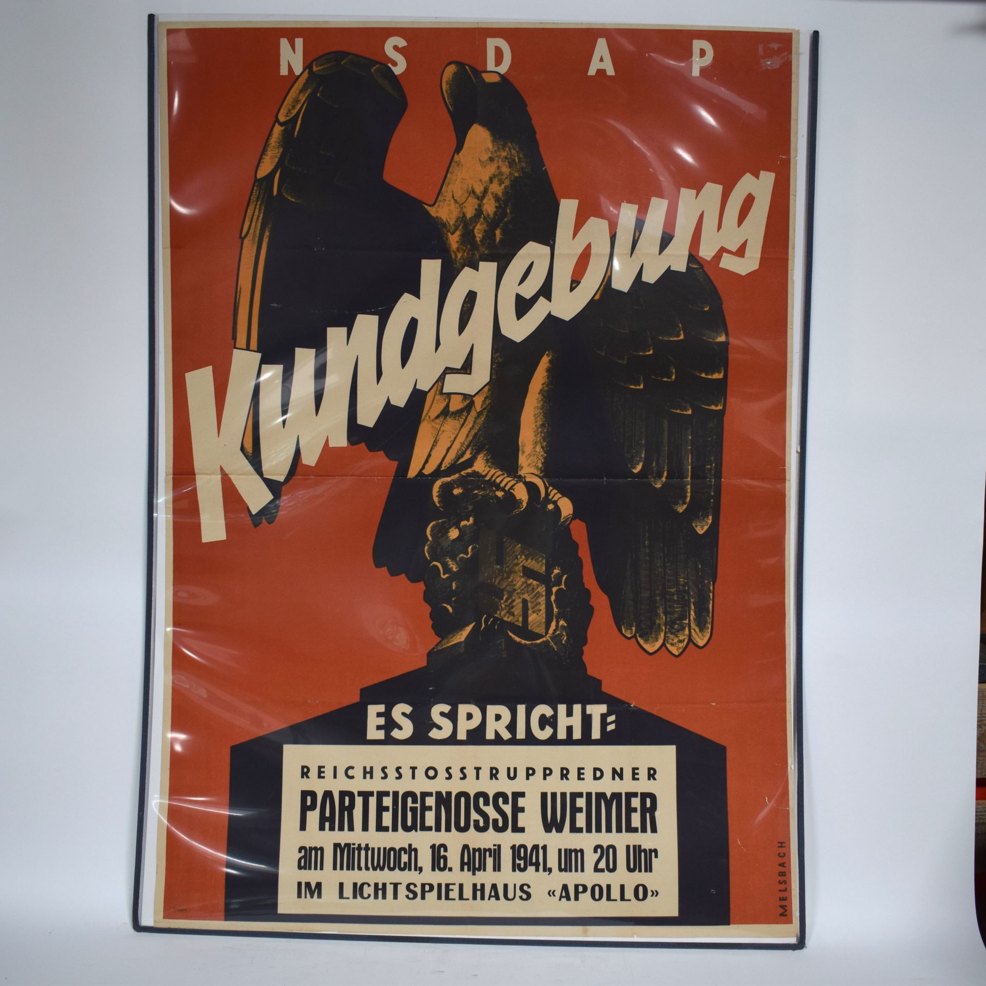 Null (WAR II) Exceptional Nazi propaganda poster in Luxembourg "NSDAP. Kundgebun&hellip;