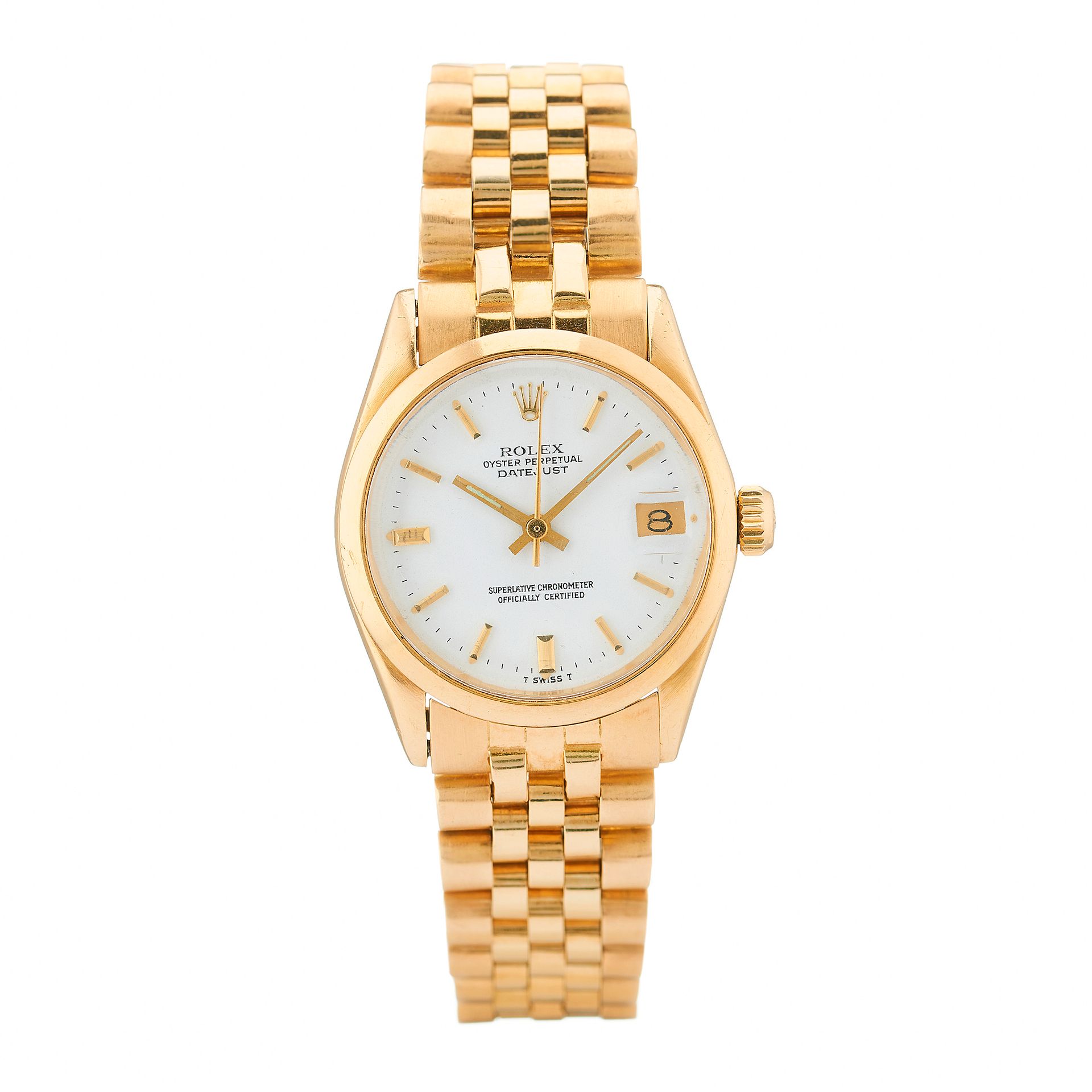 Null Rolex, un reloj de pulsera Oyster Perpetual Datejust de oro de 18 quilates,&hellip;