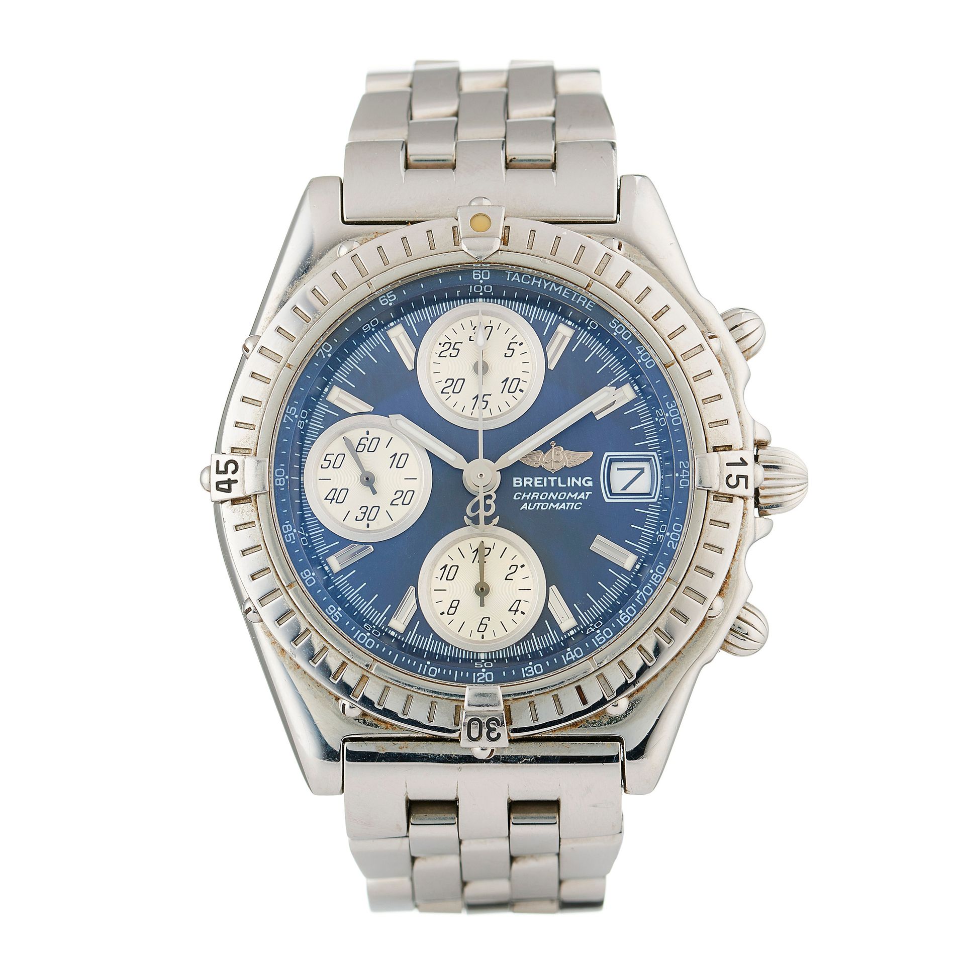 Null Breitling, a stainless steel Chronomat Blackbird chronograph bracelet watch&hellip;